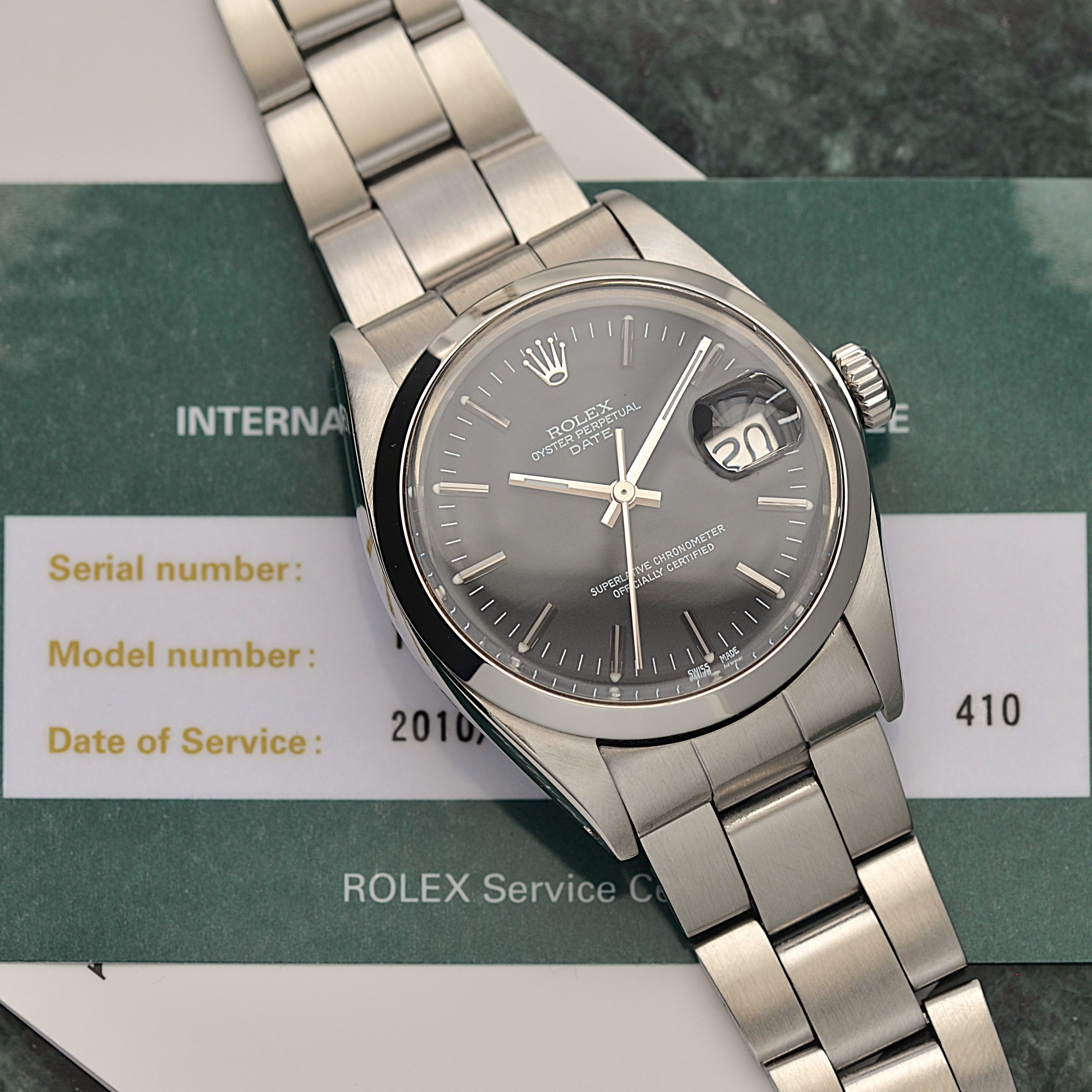 【ROLEX 】ロレックス パーペチュアルデイト Ref.1500 Black 1971年Ⅱ期製 ルミノバ夜光 国際サービス保証書付き