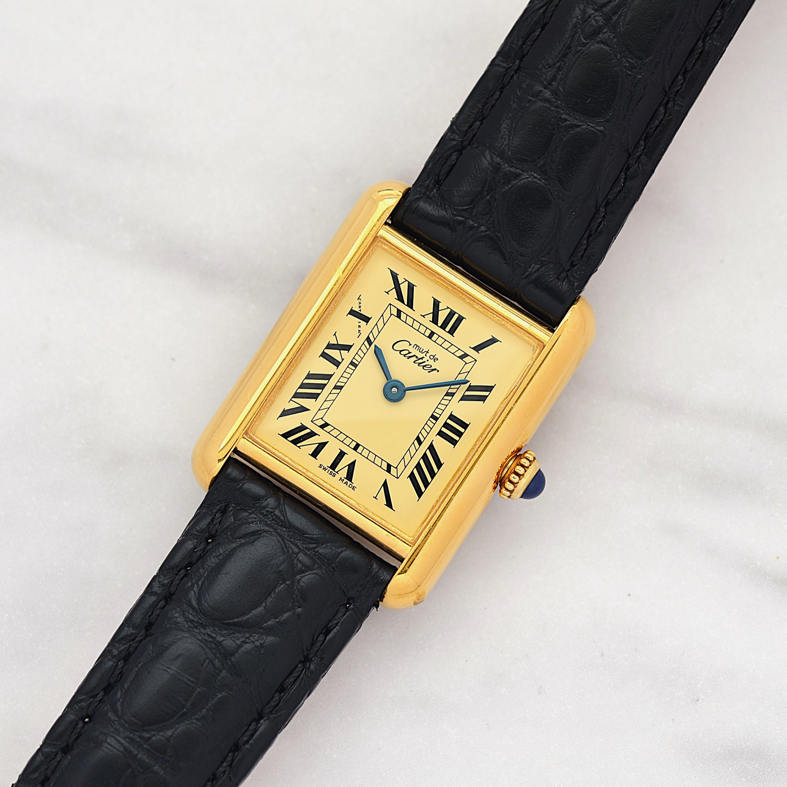 【Cartier】Cartier Must Tank SM, late model, ivory Roman numerals, complete with accessories