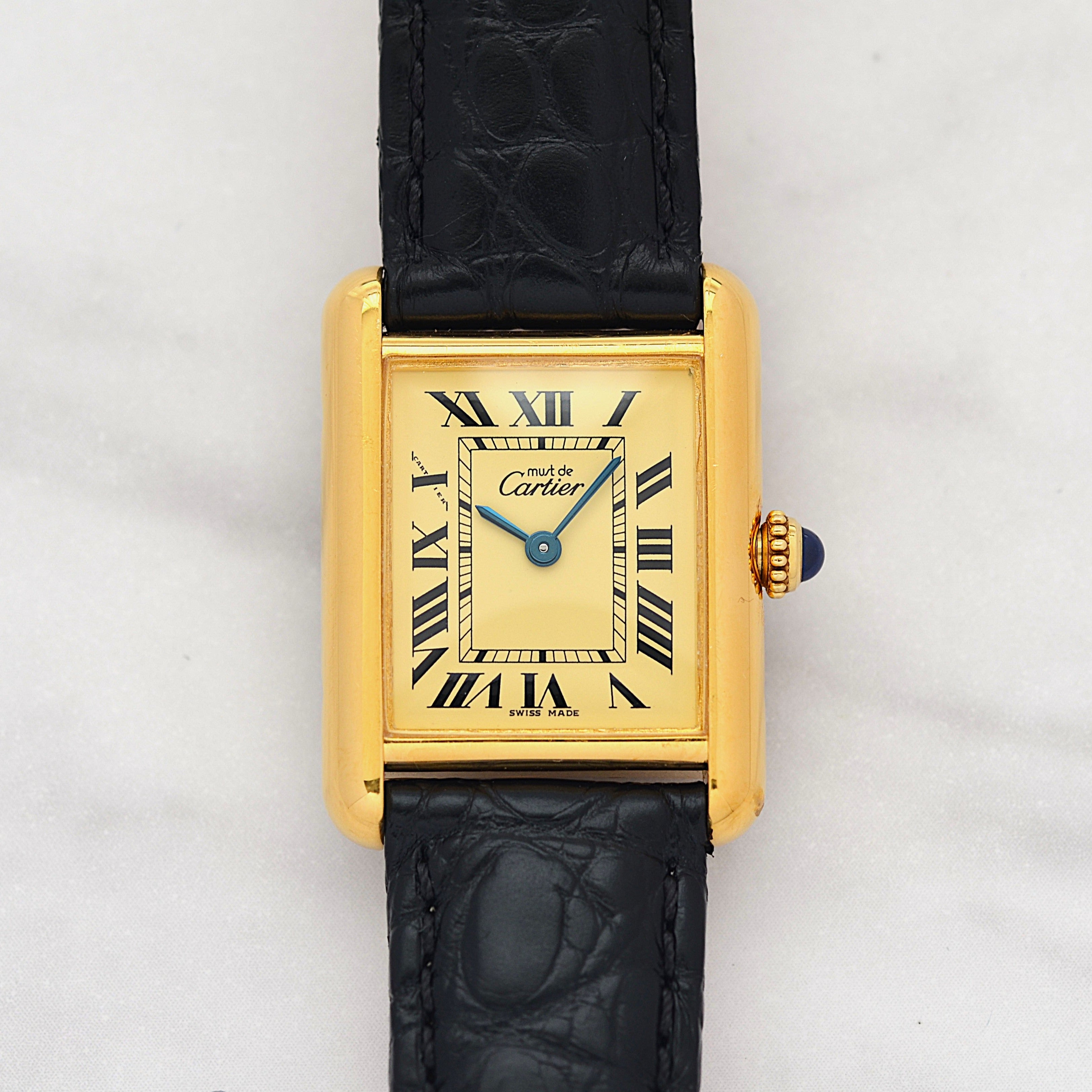 【Cartier】Cartier Must Tank SM, late model, ivory Roman numerals, complete with accessories