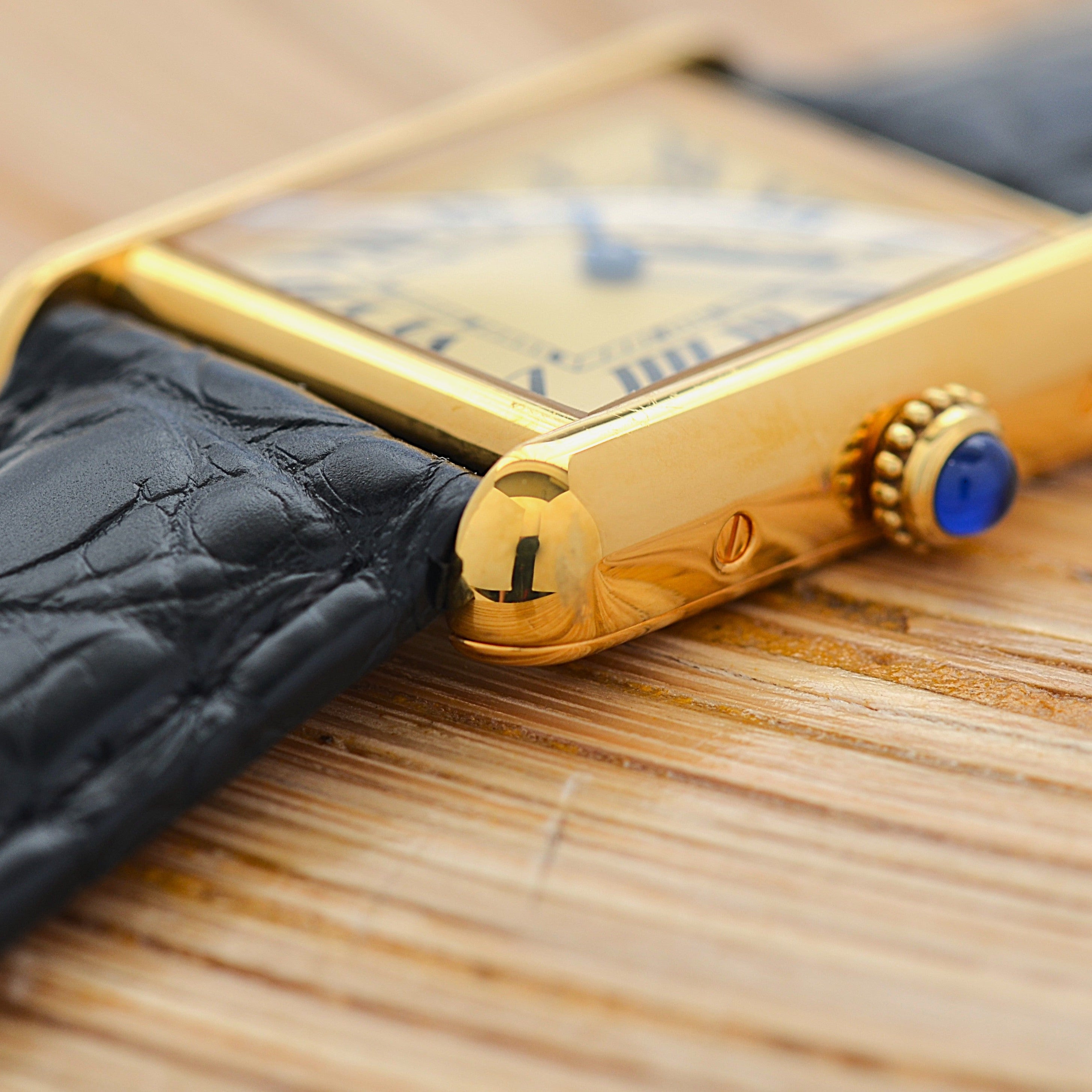 【Cartier】Cartier Must Tank SM, late model, ivory Roman numerals, complete with accessories