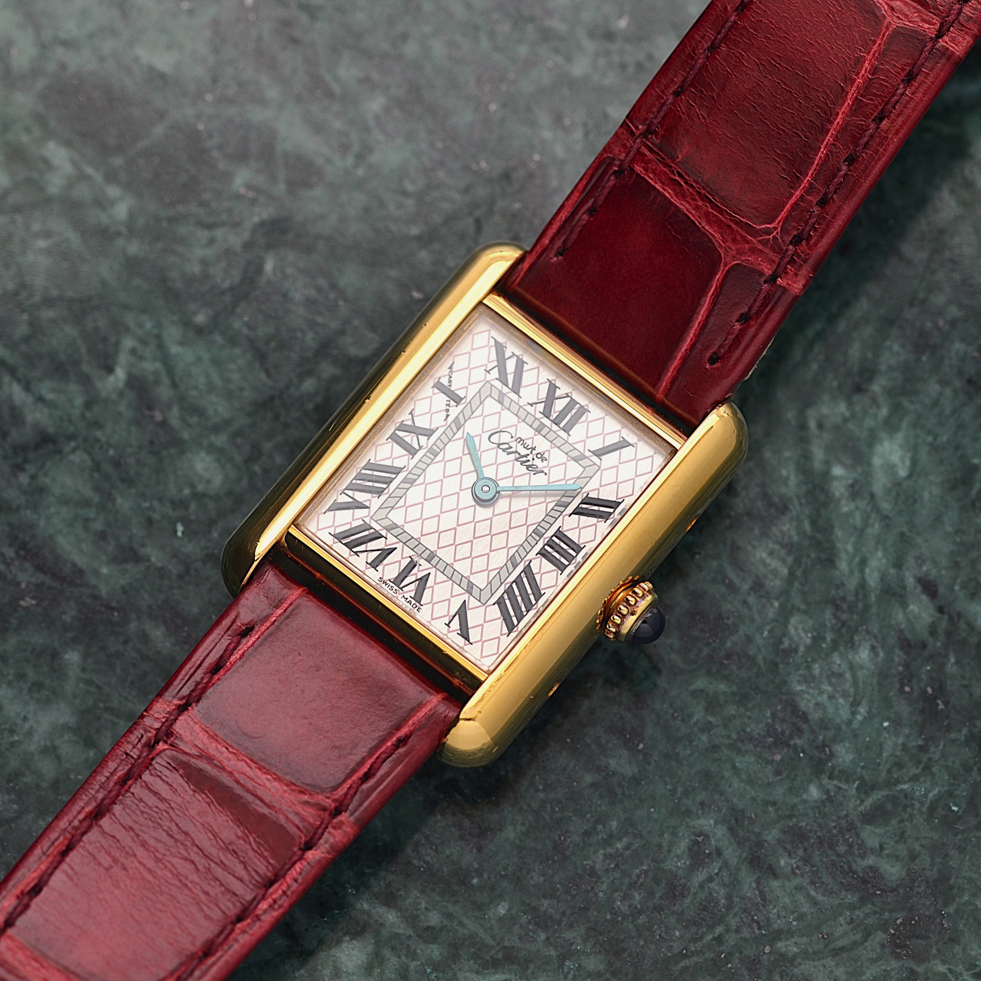 【Cartier】Cartier Must Tank SM, late model, Aquarino, 2004 Christmas Limited Edition, New old stock, Complete with accessories