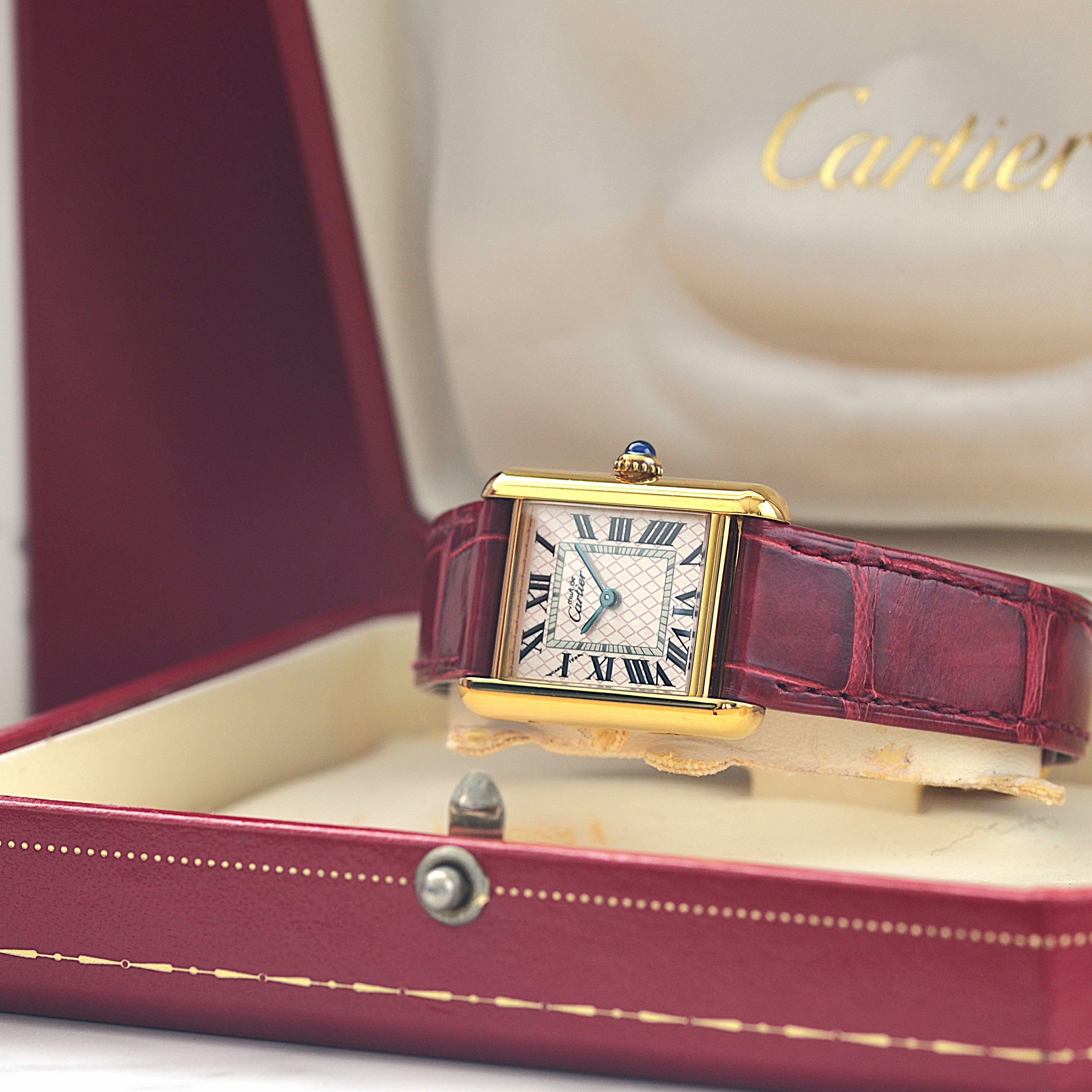 【Cartier】Cartier Must Tank SM, late model, Aquarino, 2004 Christmas Limited Edition, New old stock, Complete with accessories