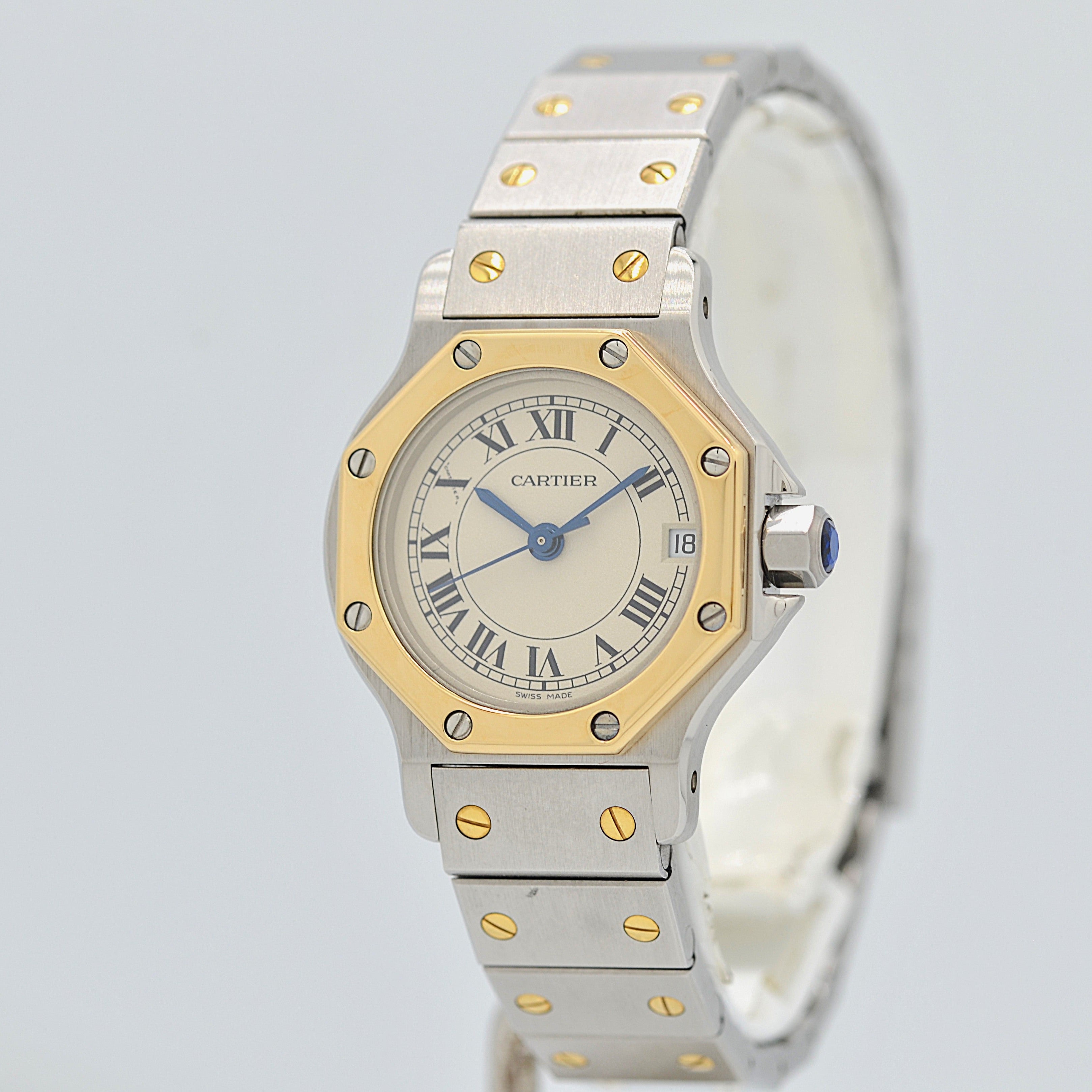 【Cartier】カルティエ サントスオクタゴン SM 18KYG×SS クォーツモデル カルティエコンプリートサービス済み