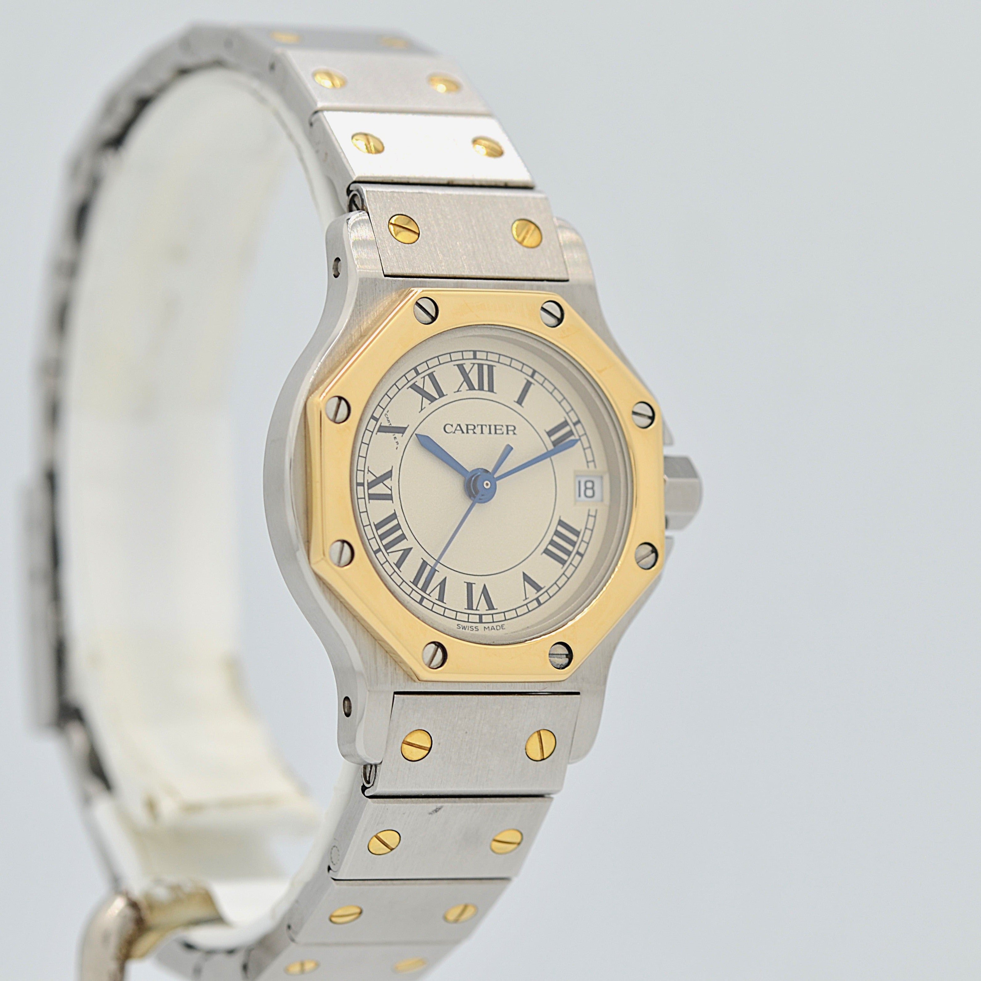 【Cartier】カルティエ サントスオクタゴン SM 18KYG×SS クォーツモデル カルティエコンプリートサービス済み