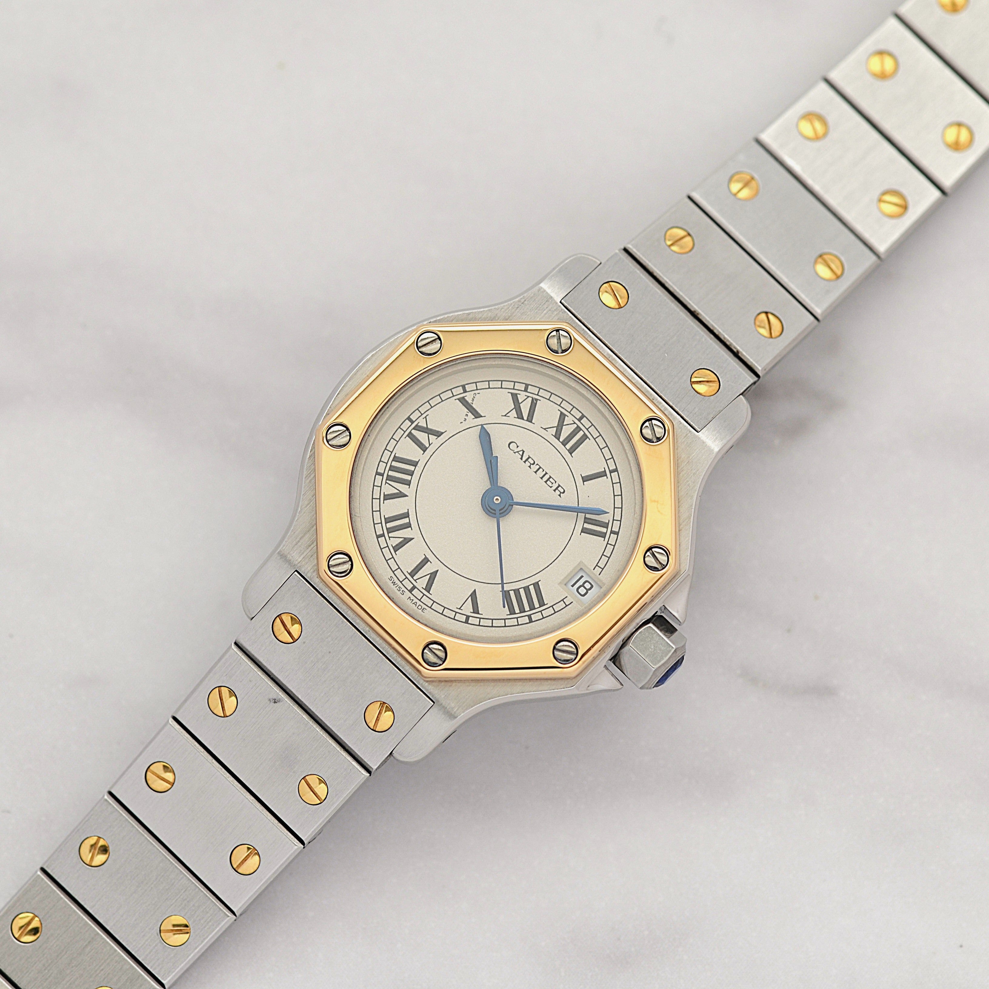 【Cartier】カルティエ サントスオクタゴン SM 18KYG×SS クォーツモデル カルティエコンプリートサービス済み