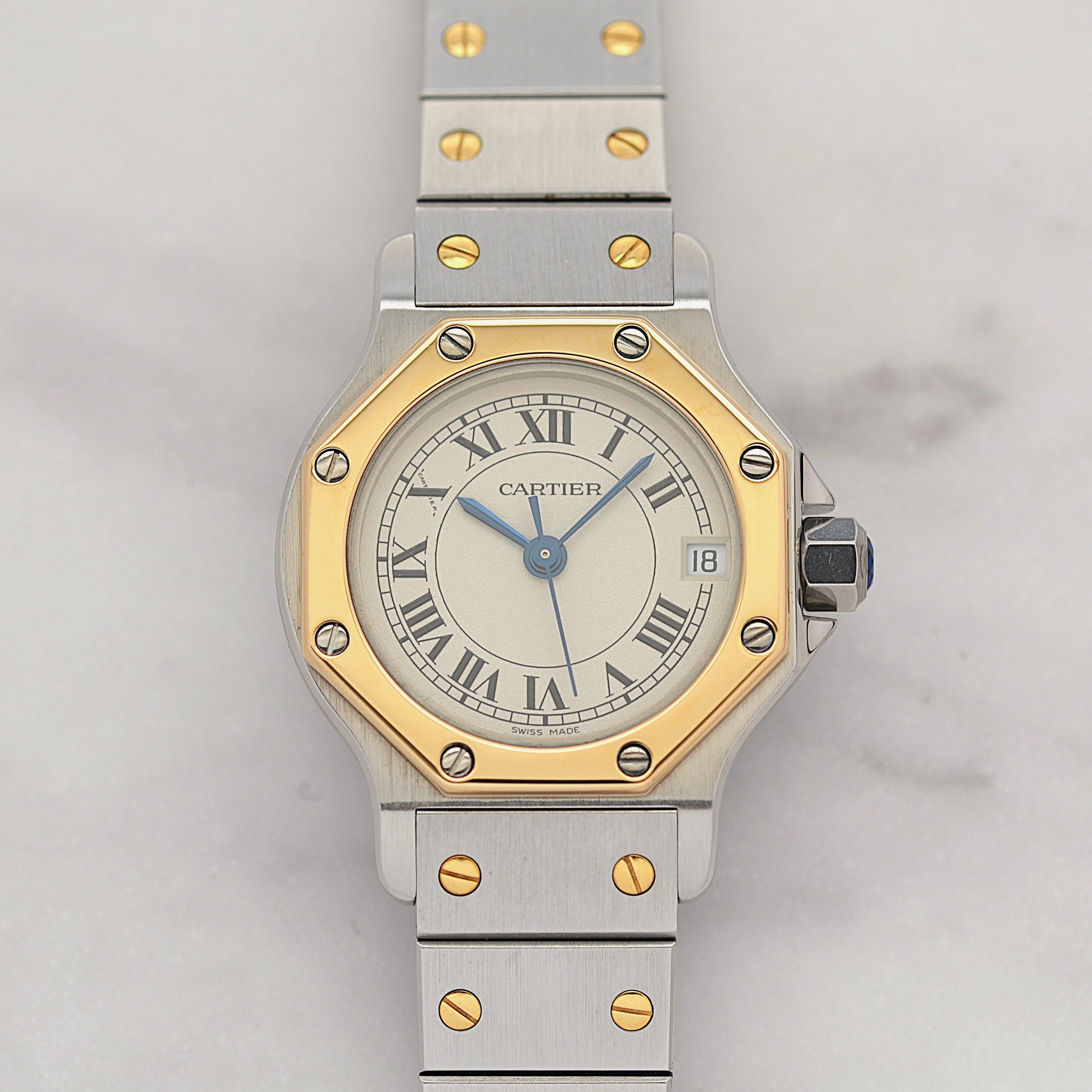 【Cartier】カルティエ サントスオクタゴン SM 18KYG×SS クォーツモデル カルティエコンプリートサービス済み