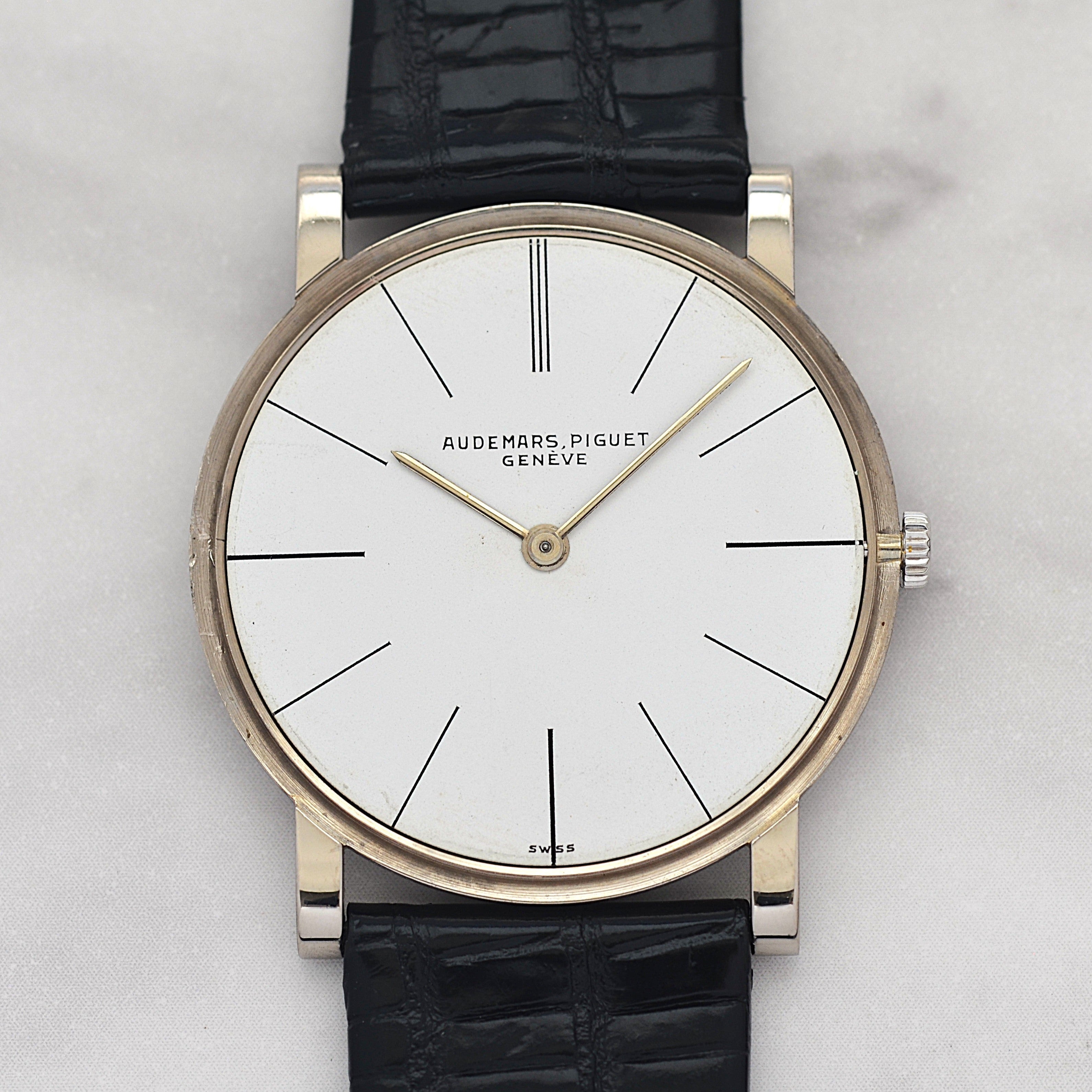 【AUDEMARS PIGUET】オーデマピゲ ラウンドモデル 18KWG 純正18KWGバックル 純正ボックス付き