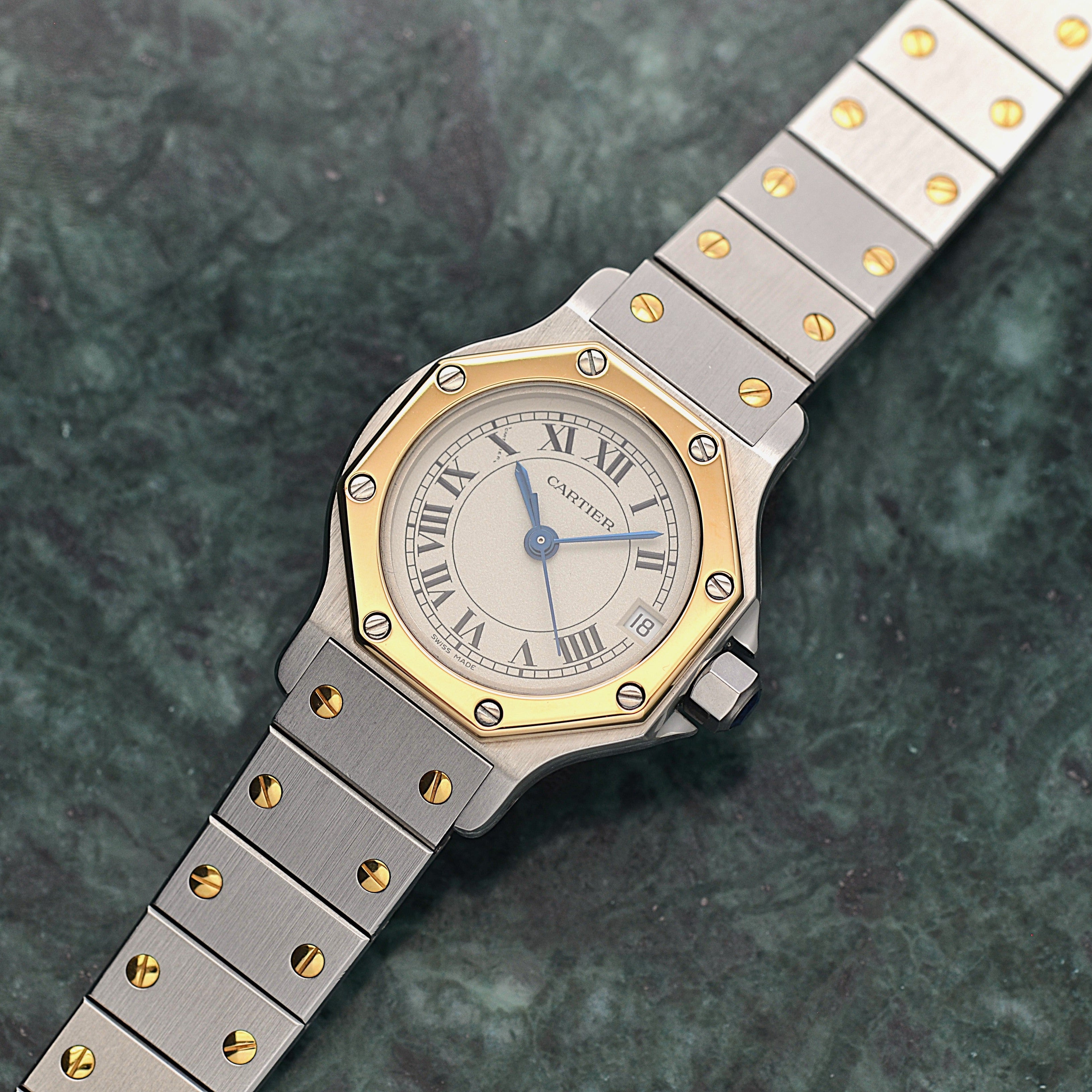 【Cartier】カルティエ サントスオクタゴン SM 18KYG×SS クォーツモデル カルティエコンプリートサービス済み