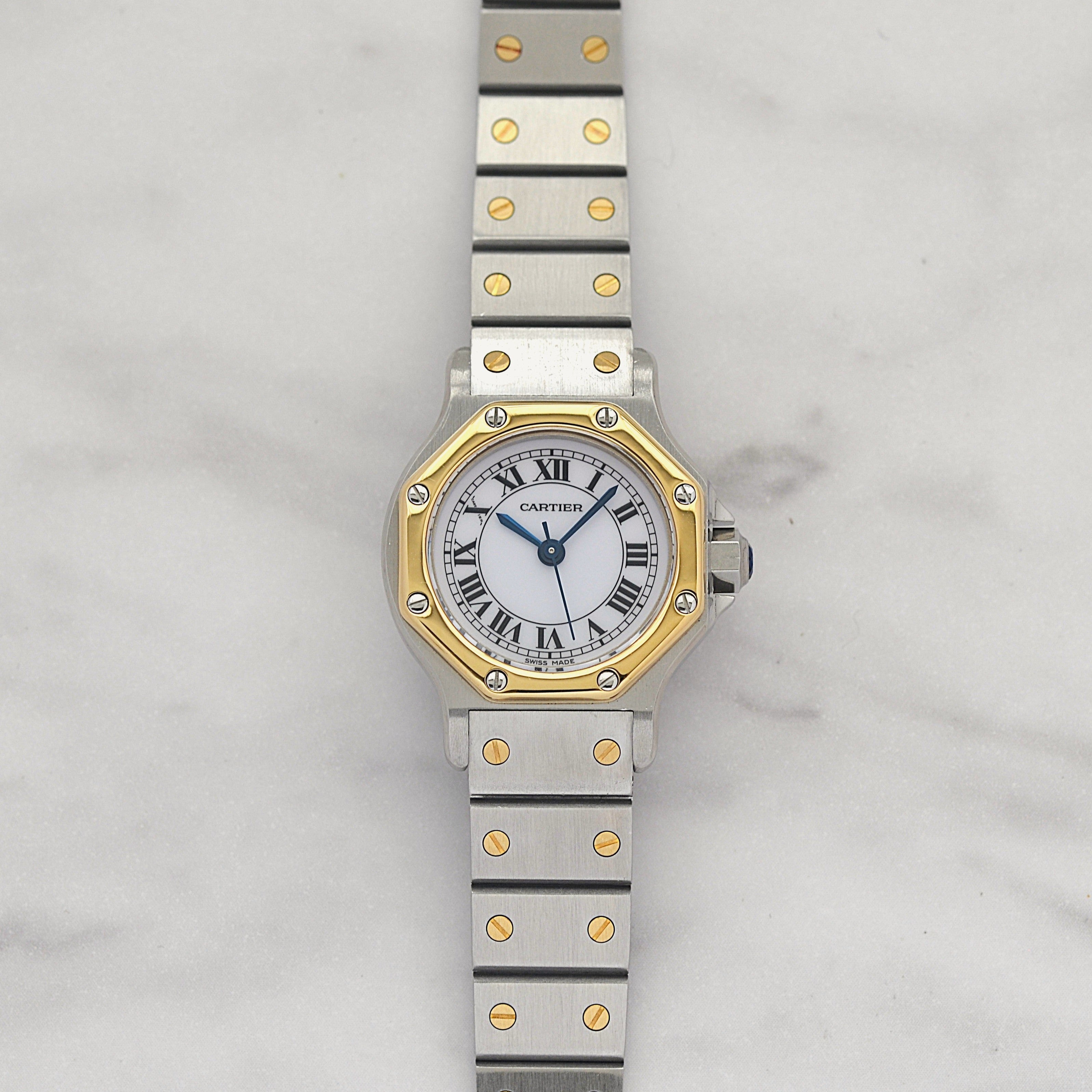 【Cartier】カルティエ サントスオクタゴンSM 18KYG×SS 永久保証書付き カルティエコンプリートサービス済み