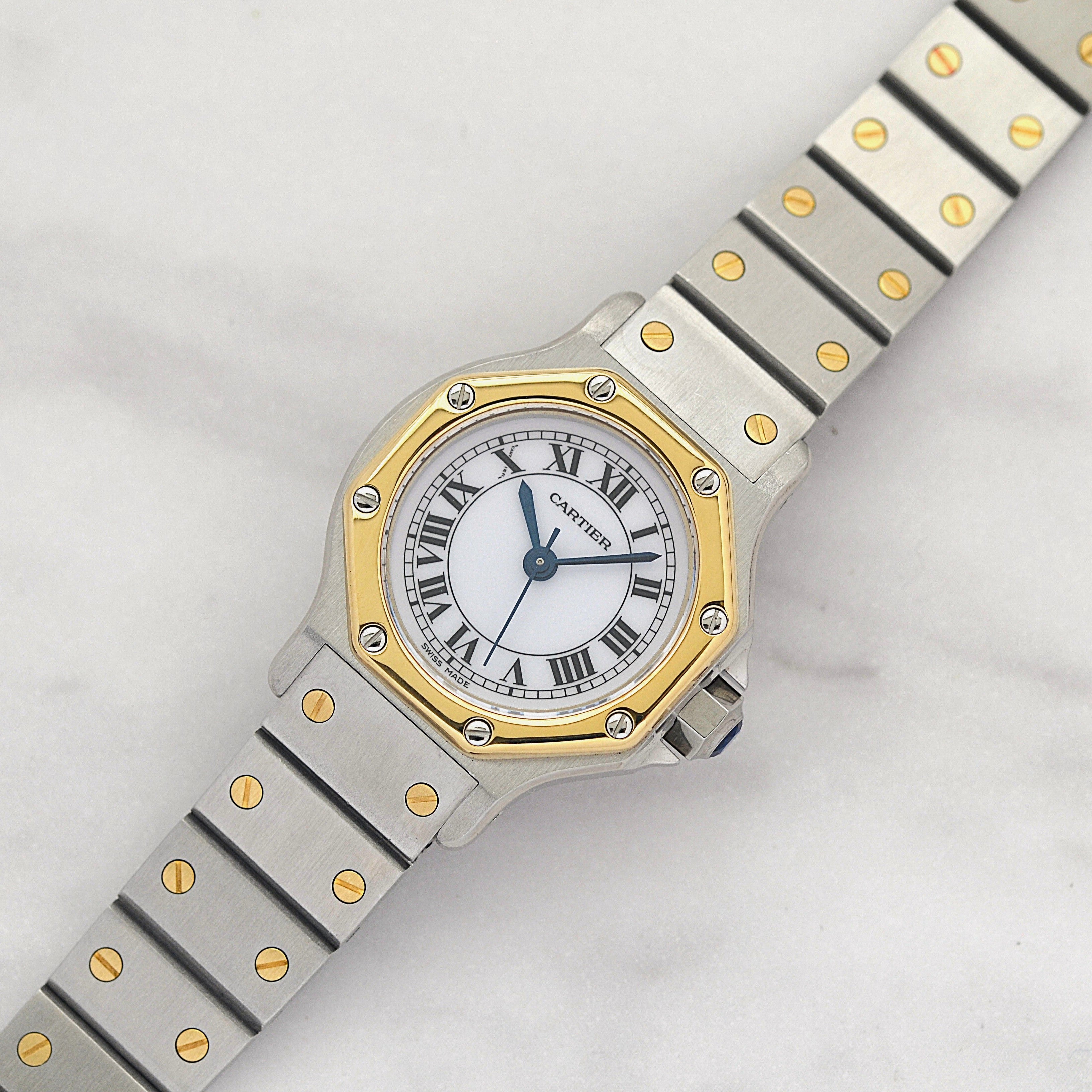 【Cartier】カルティエ サントスオクタゴンSM 18KYG×SS 永久保証書付き カルティエコンプリートサービス済み