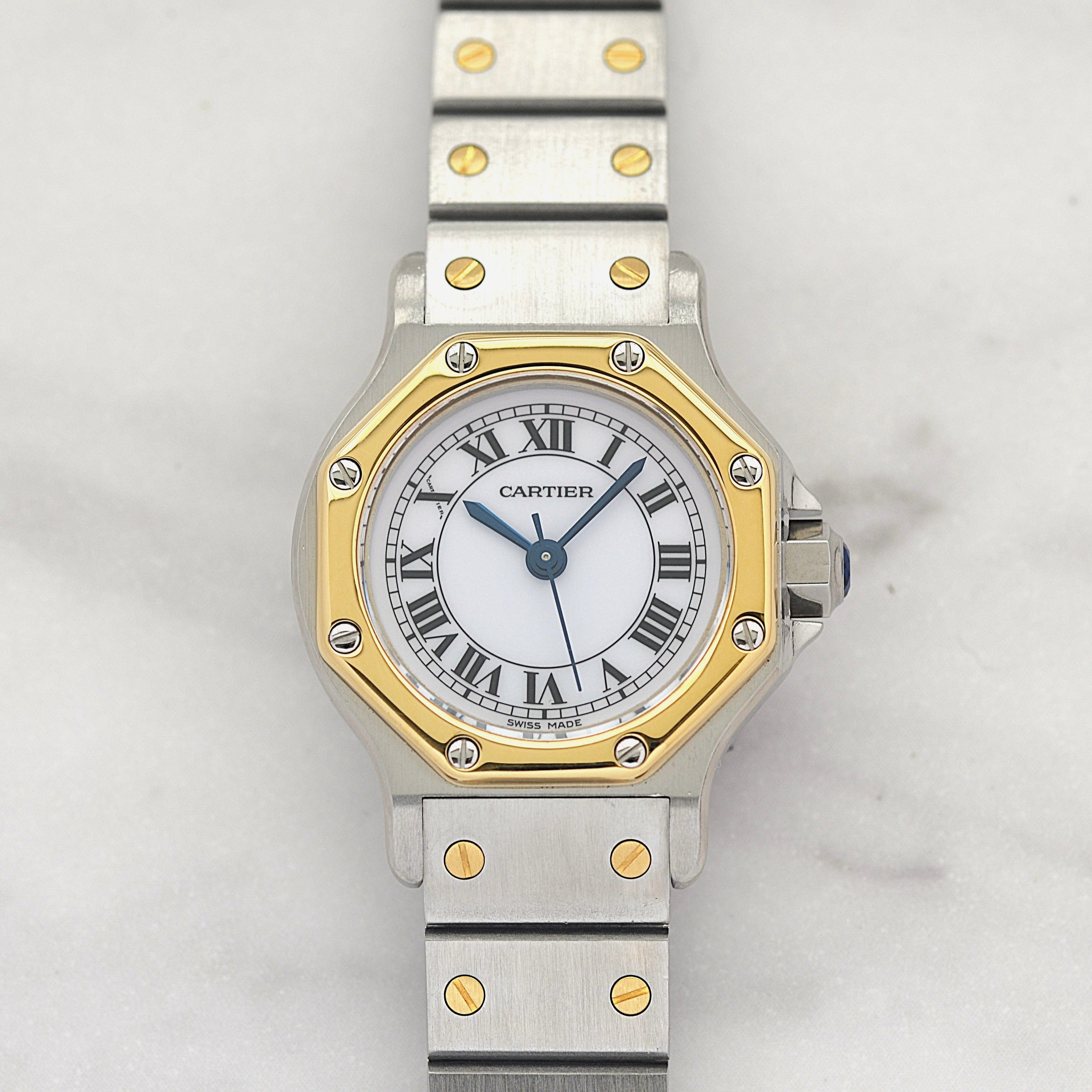【Cartier】カルティエ サントスオクタゴンSM 18KYG×SS 永久保証書付き カルティエコンプリートサービス済み