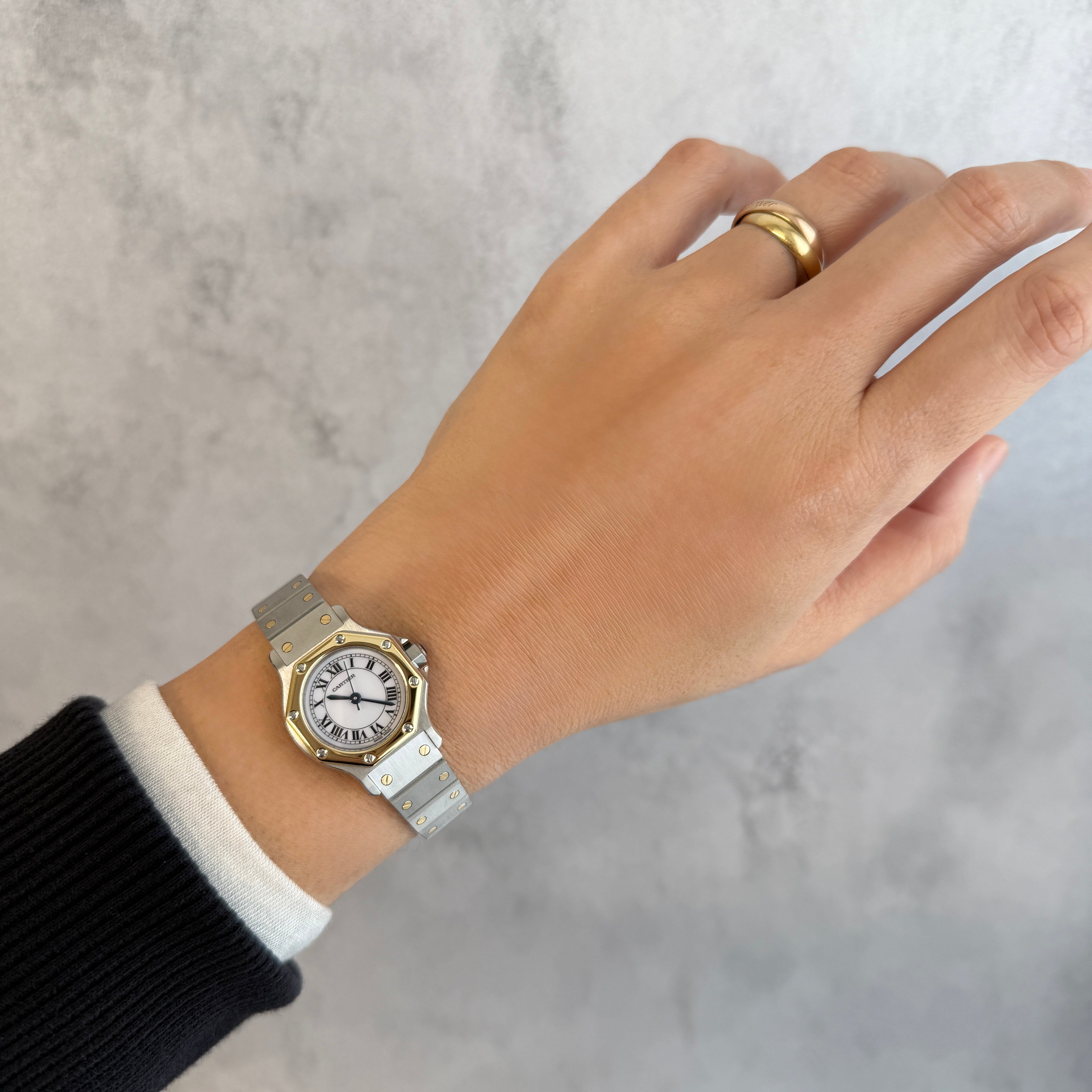 【Cartier】カルティエ サントスオクタゴンSM 18KYG×SS 永久保証書付き カルティエコンプリートサービス済み