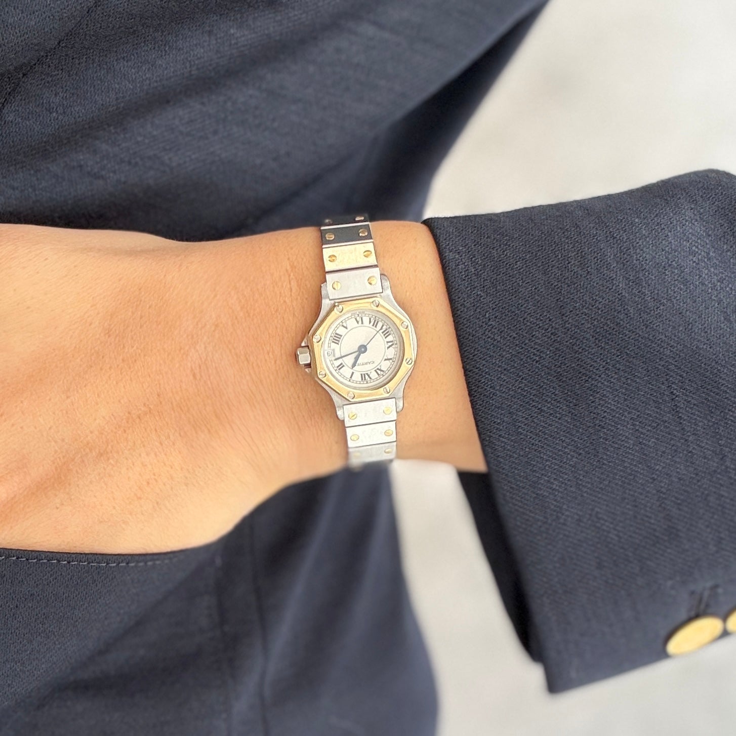 【Cartier】カルティエ サントスオクタゴンSM 18KYG×SS クォーツモデル カルティエコンプリートサービス済み