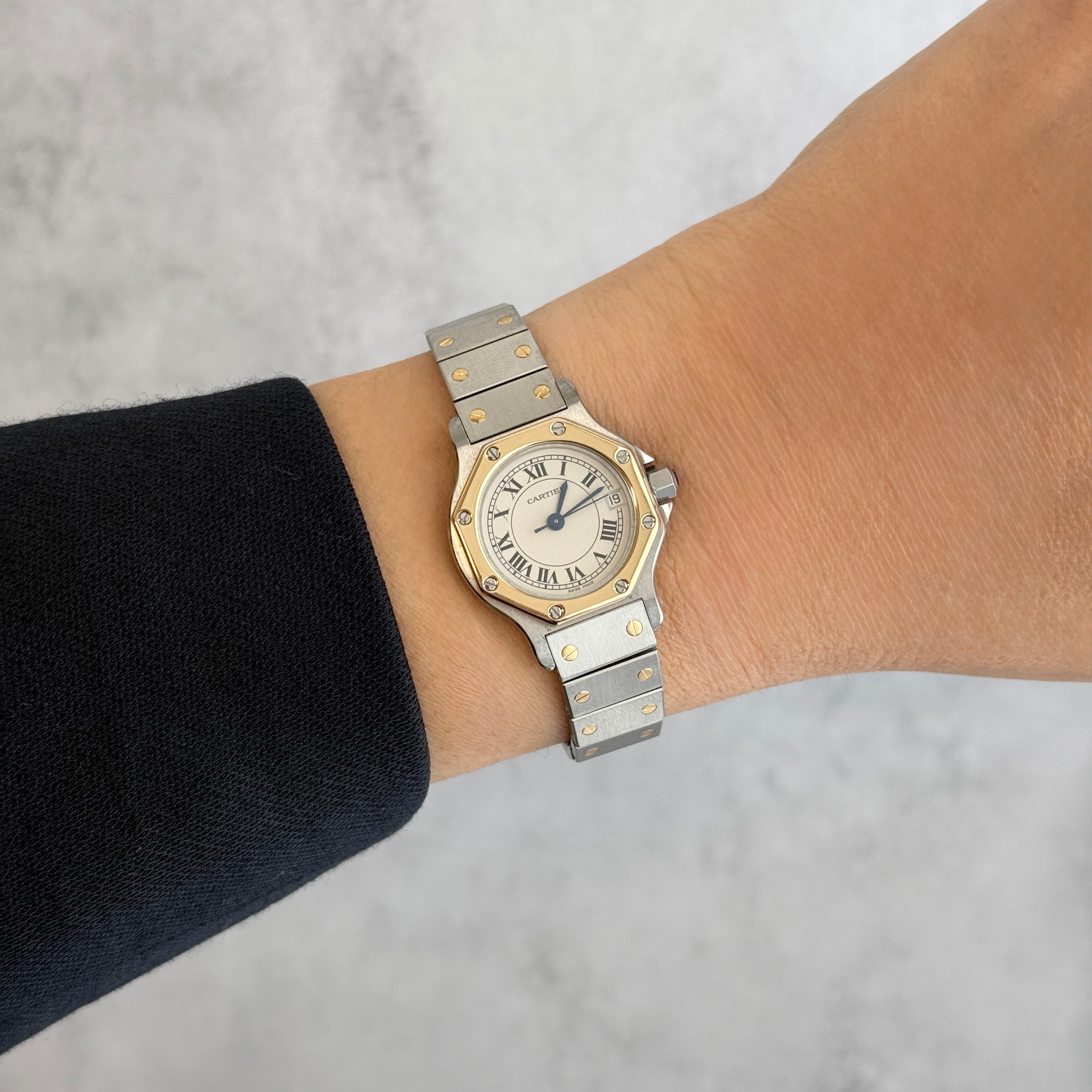 【Cartier】カルティエ サントスオクタゴンSM 18KYG×SS クォーツモデル カルティエコンプリートサービス済み