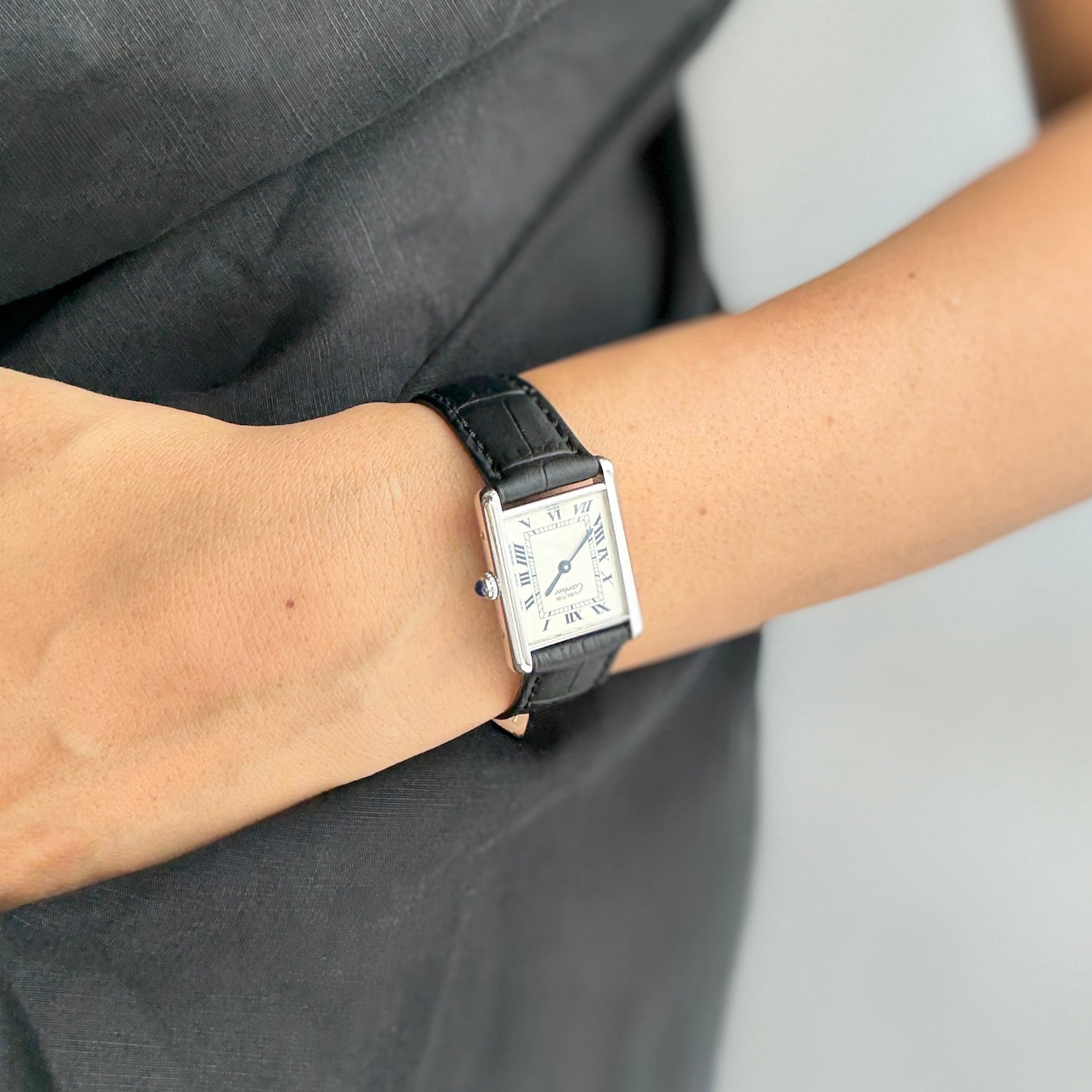 【Cartier】カルティエ マストタンク LMシルバーQZ 純正尾錠付き