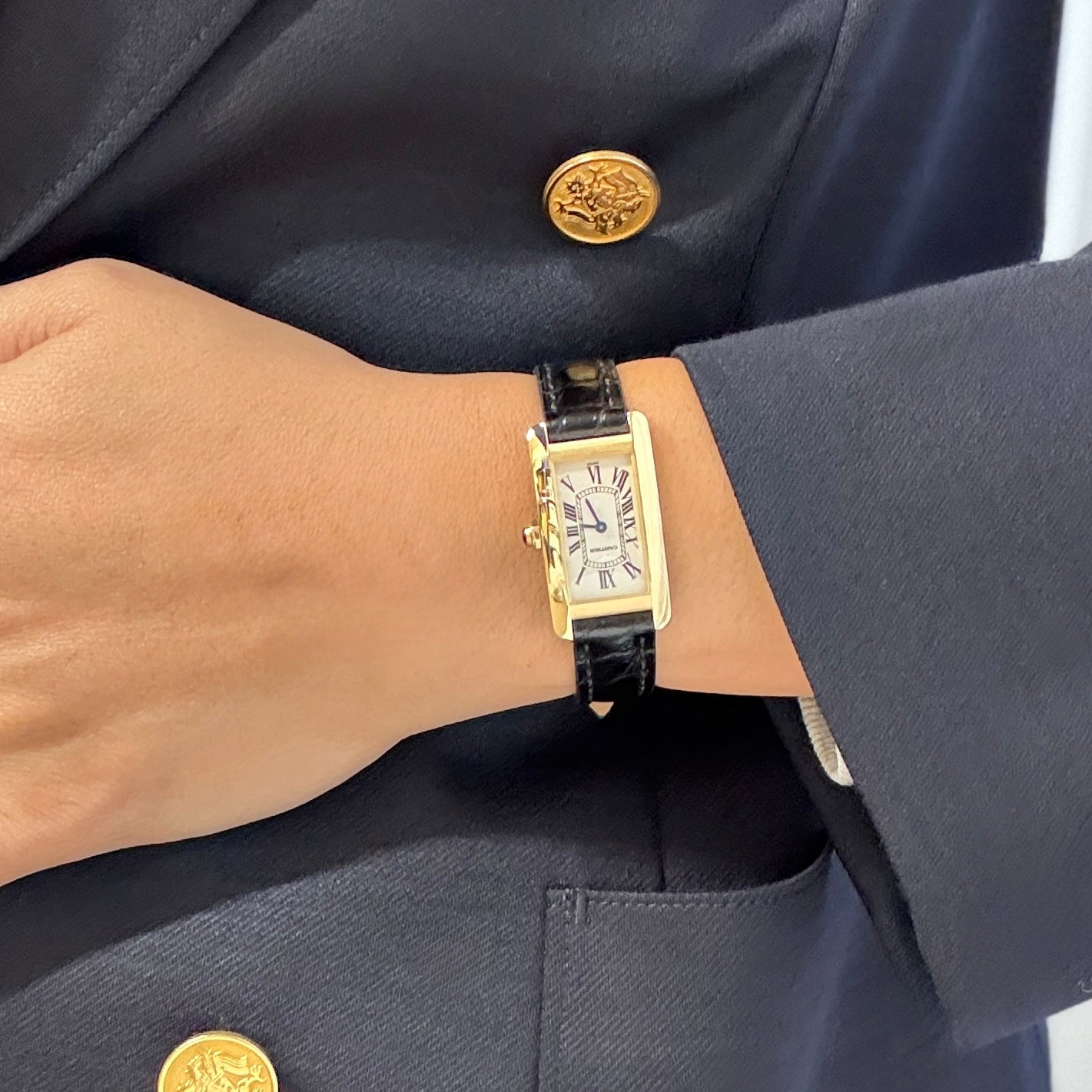 【Cartier】カルティエ タンクアメリカン SM18KYG 付属品付き カルティエコンプリートサービス済み