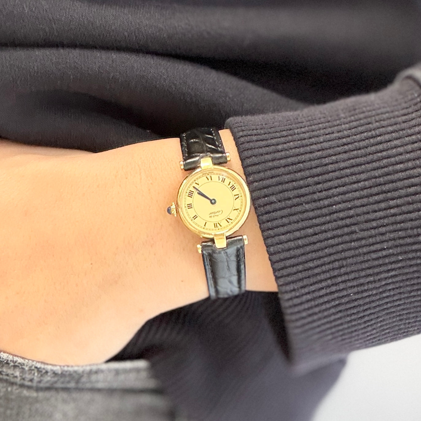 【Cartier】カルティエ マストヴァンドームSM アイボリーローマ SWISS MADE 表記 純正尾錠付き