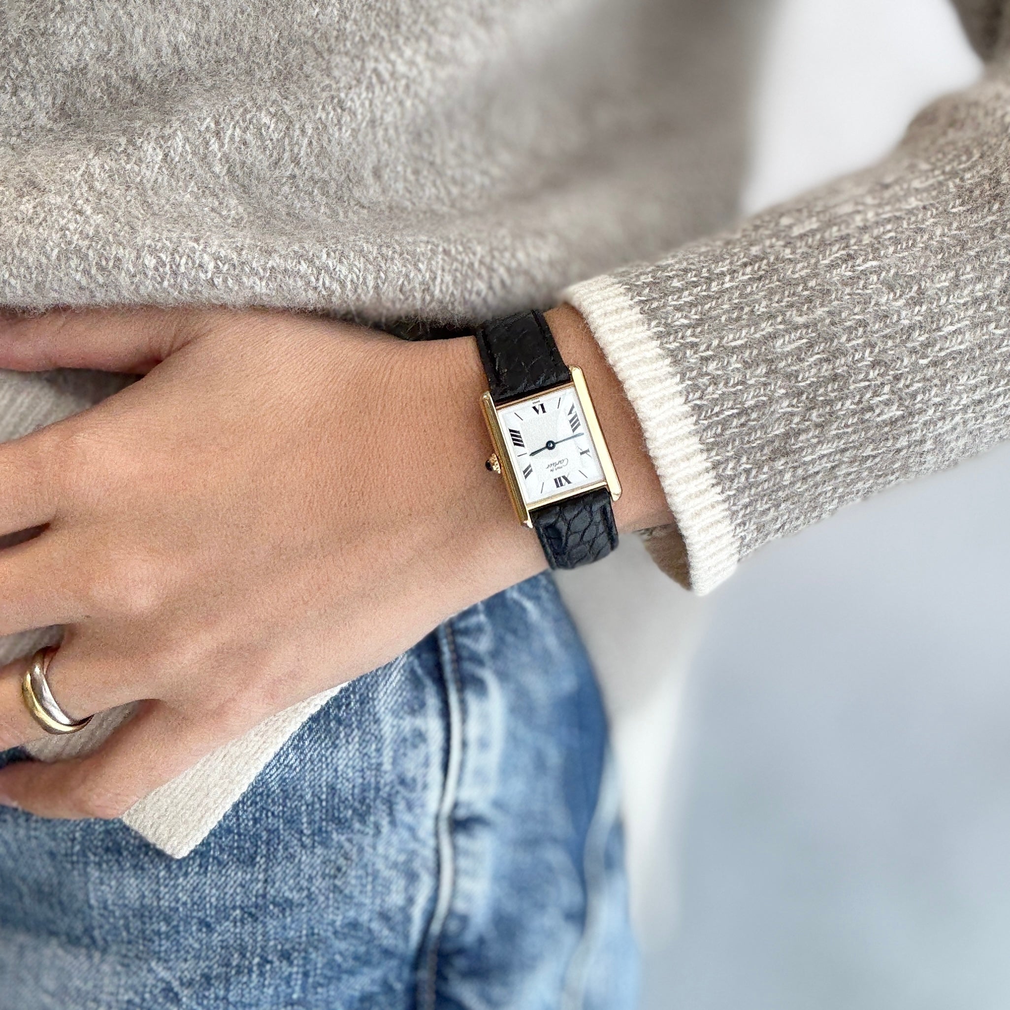 【Cartier】カルティエ マストタンク LM飛びローマ 純正Dバックル付き 付属品完備