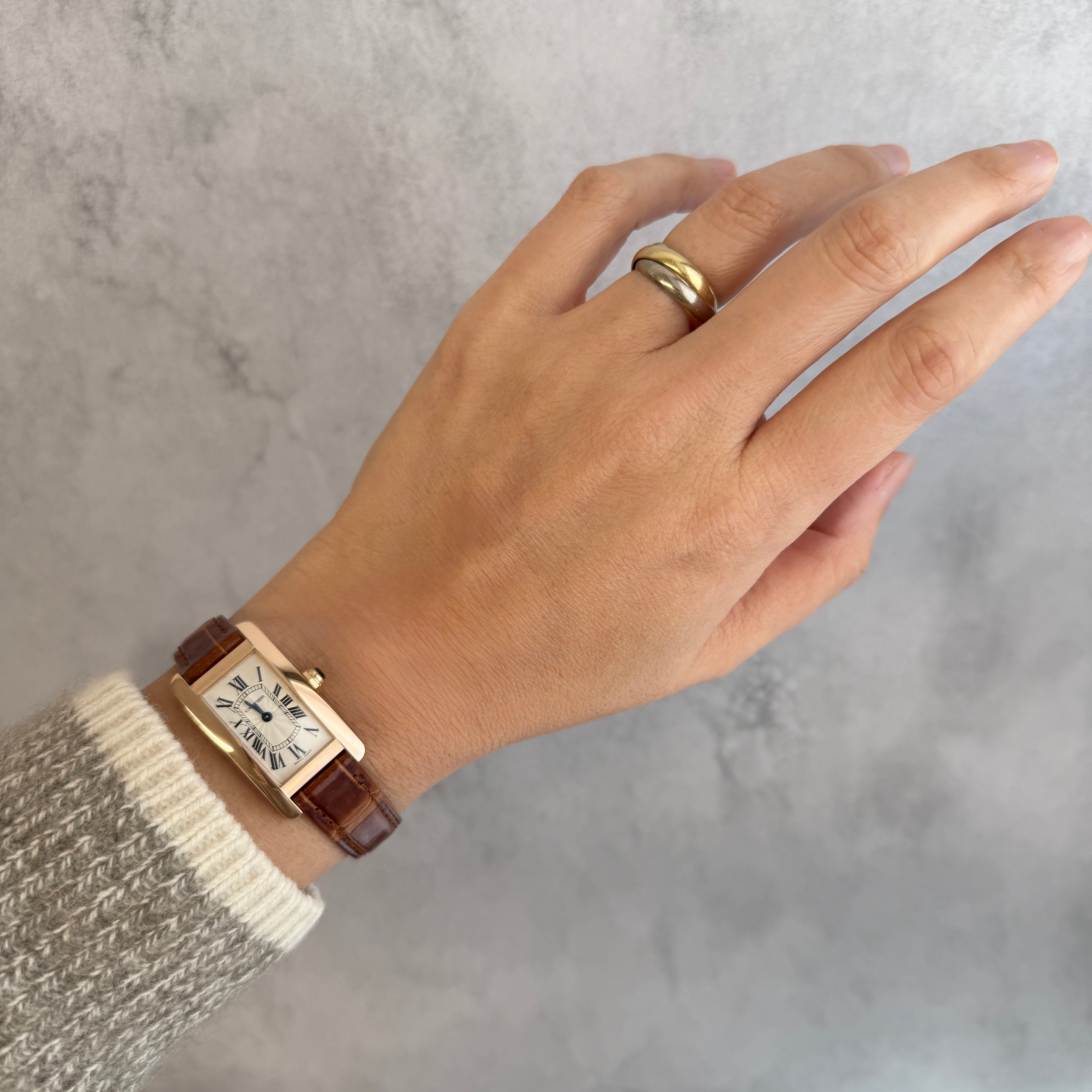 【Cartier】カルティエ タンクアメリカンSM 18KPG 付属品完備 カルティエコンプリートサービス済み