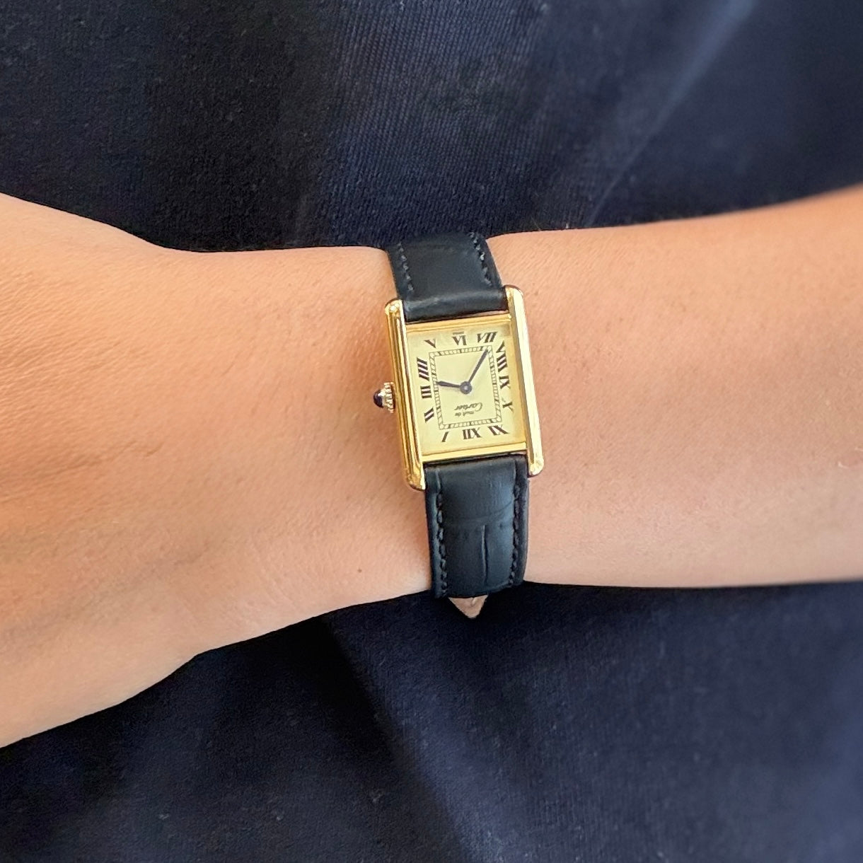 【Cartier】 Cartier Must Tank SM Ivory Roman Dial Manual Winding with Original Buckle