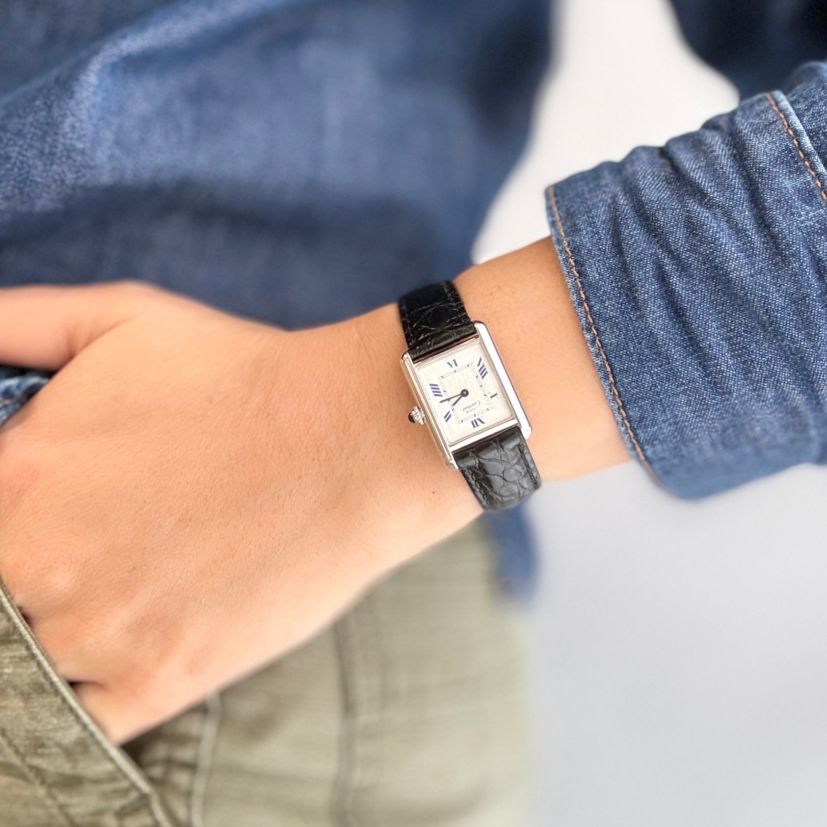 【Cartier】カルティエ マストタンクSM 後期型 飛びローマ 純正Dバックル付き