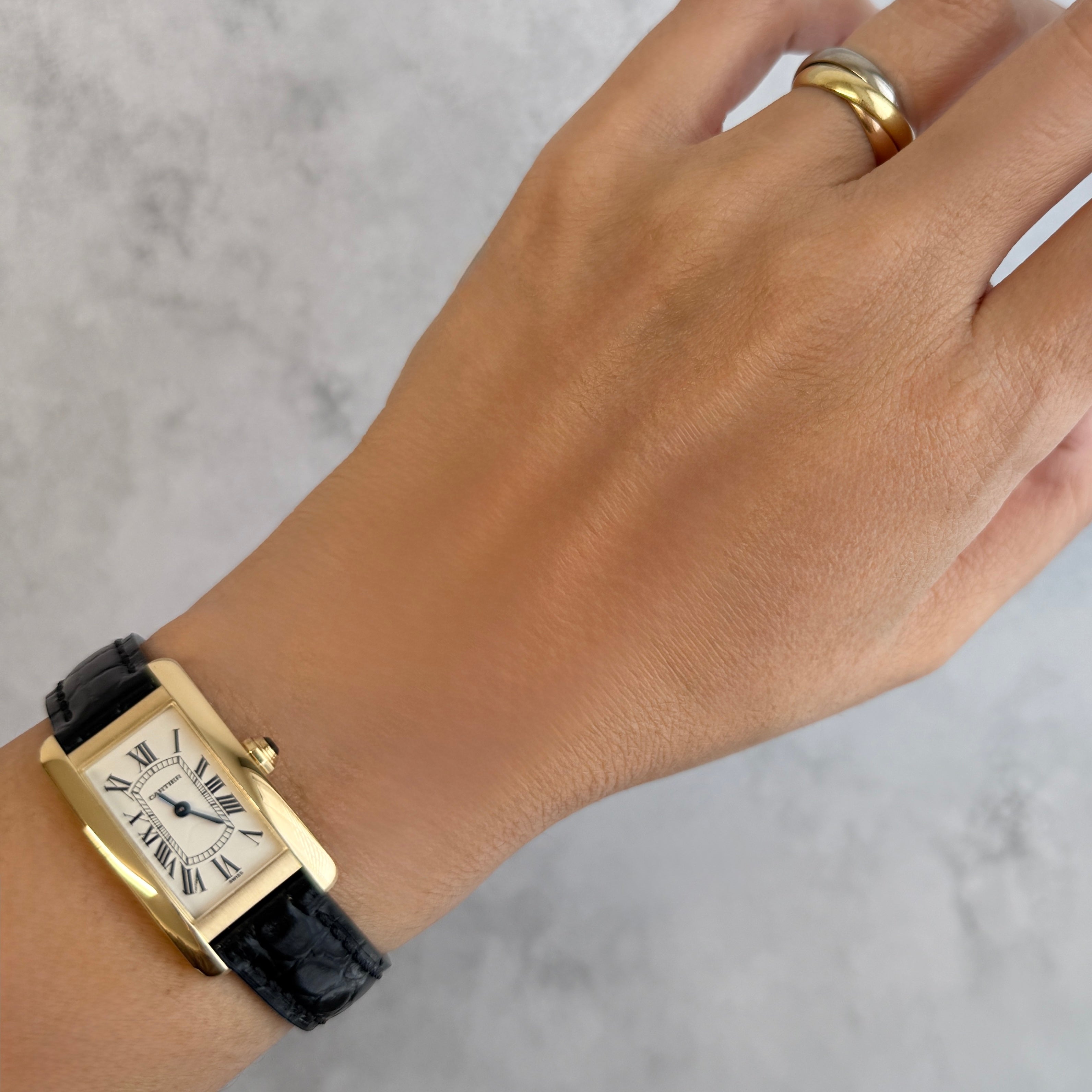 【Cartier】カルティエ タンクアメリカンSM 18KYG 純正18KYG製尾錠付き カルティエコンプリートサービス済み