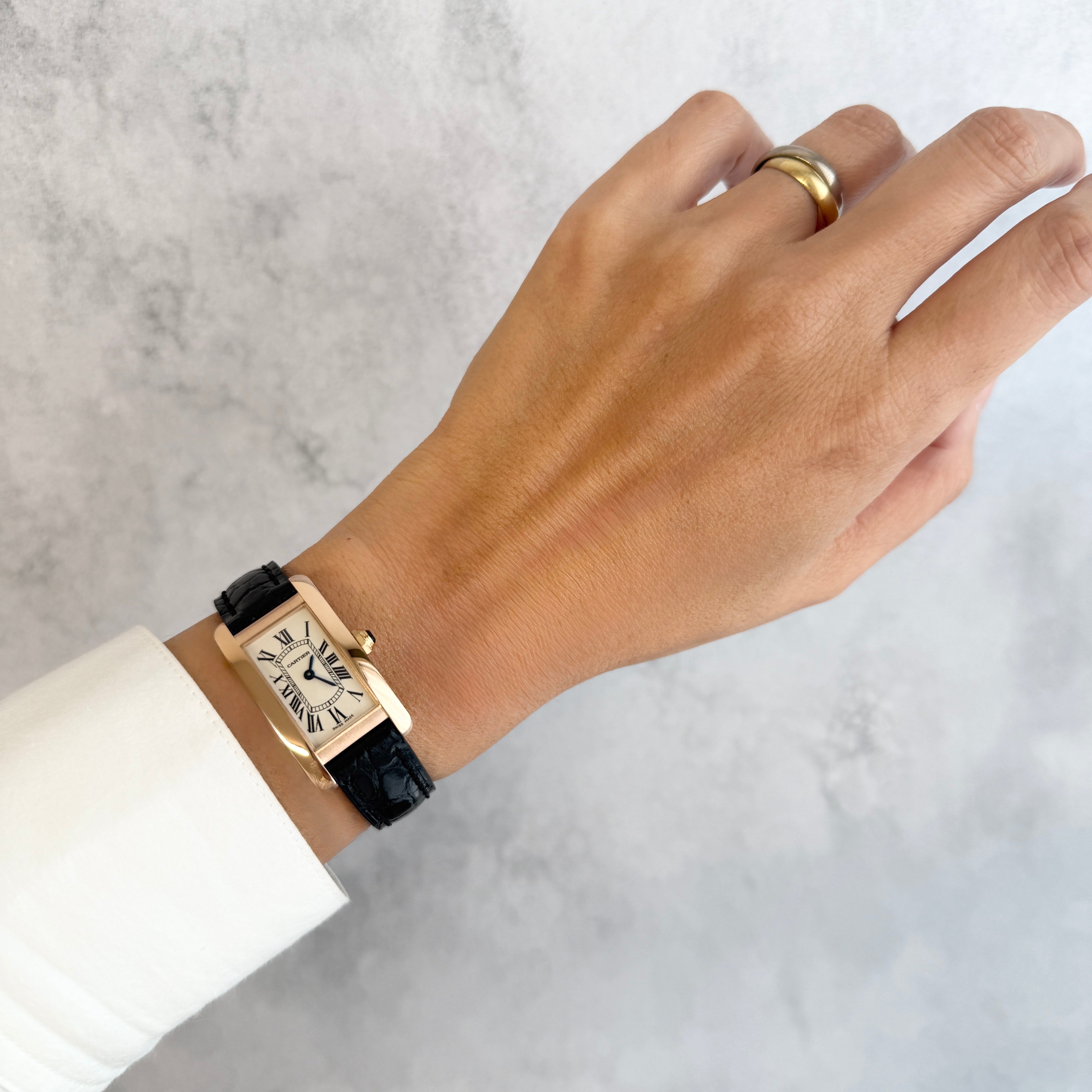 【Cartier】カルティエ タンクアメリカンSM 18KPG 付属品完備 カルティエコンプリートサービス済み