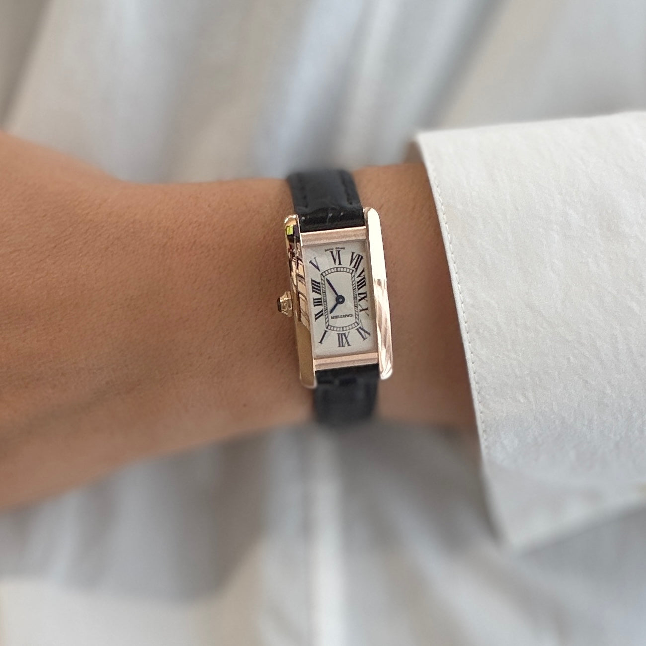 【Cartier】カルティエ タンクアメリカンSM 18KPG 付属品完備 カルティエコンプリートサービス済み