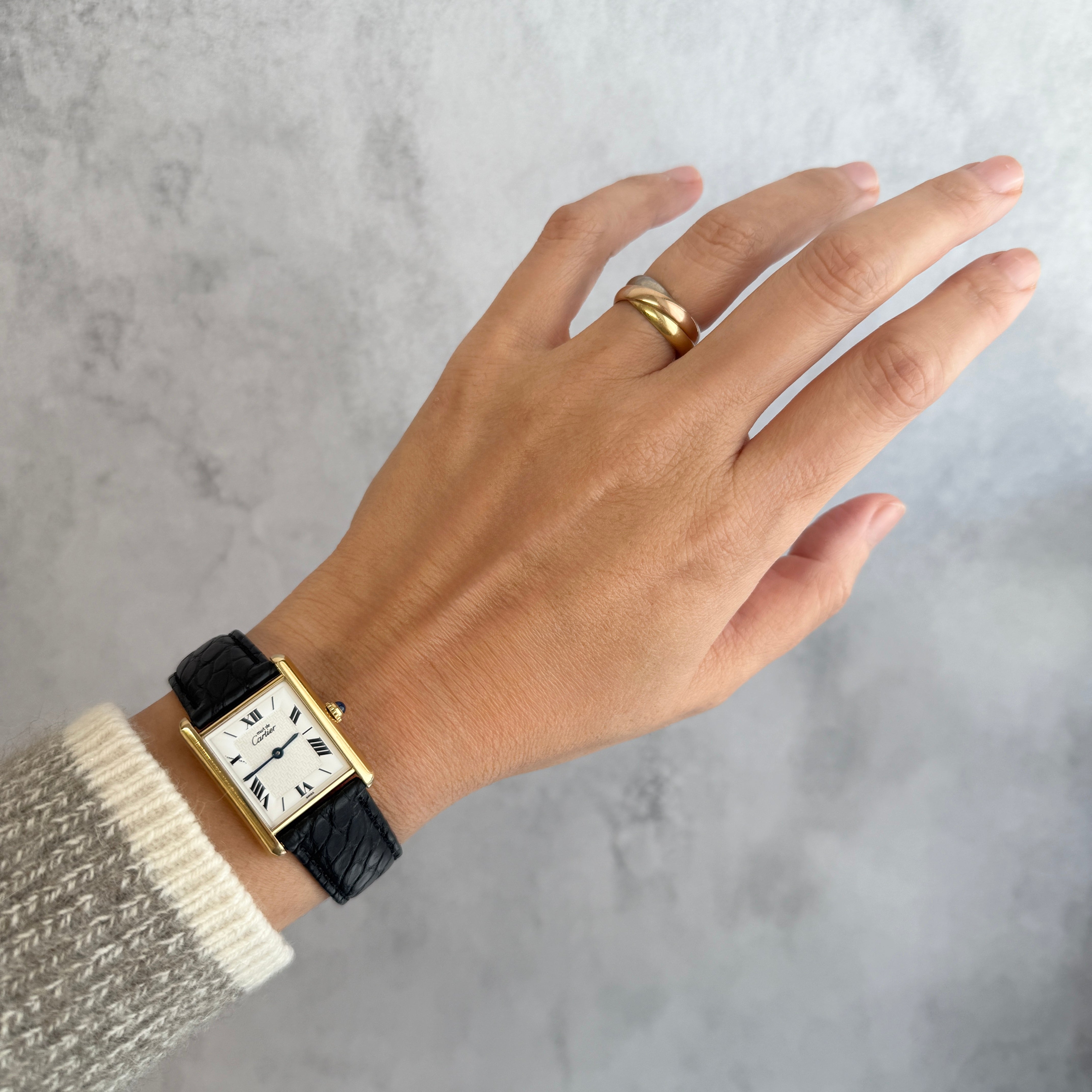 【Cartier】カルティエ マストタンク LM飛びローマ 純正Dバックル付き 付属品完備