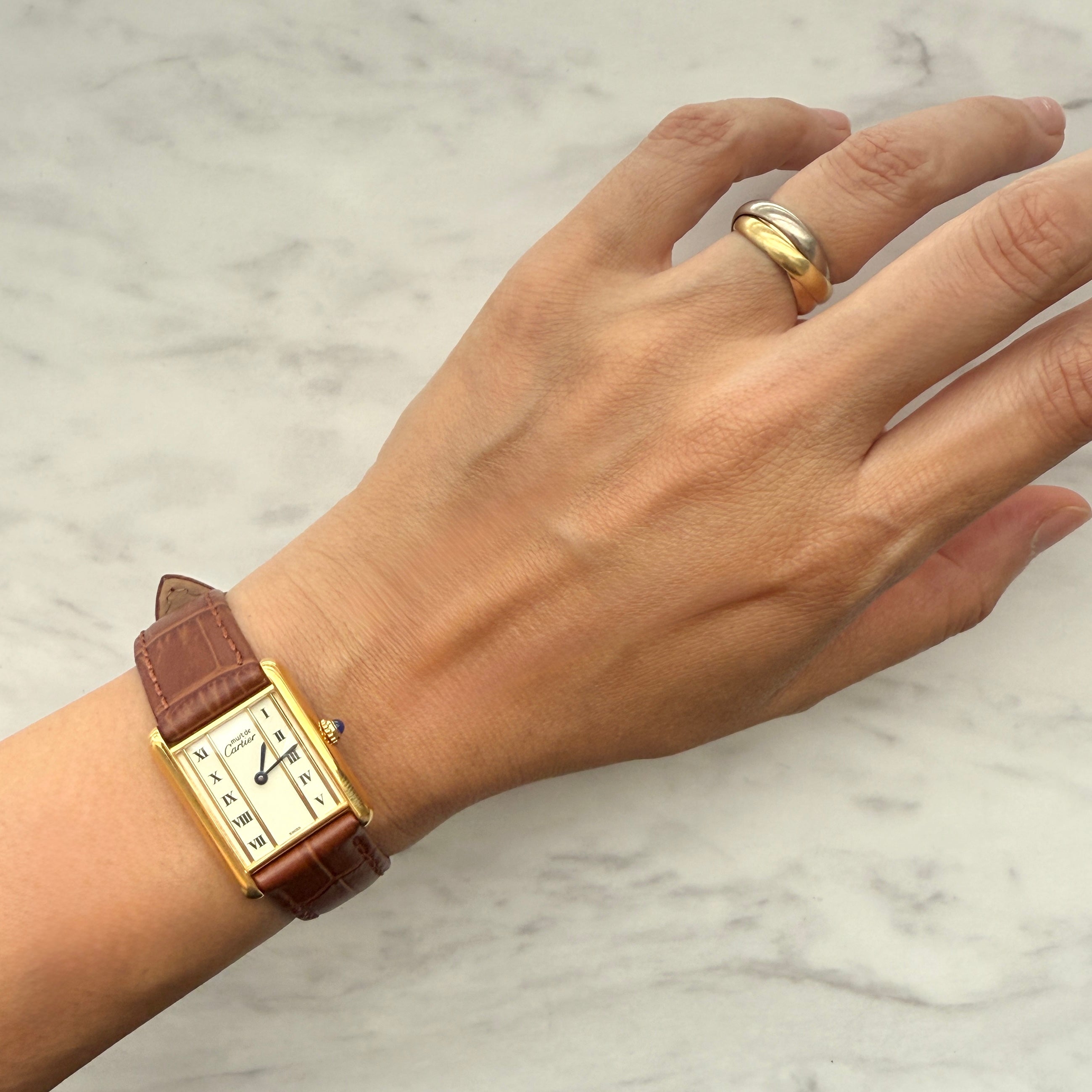 【Cartier】カルティエ マストタンクLM 縦ローマ 純正尾錠付き