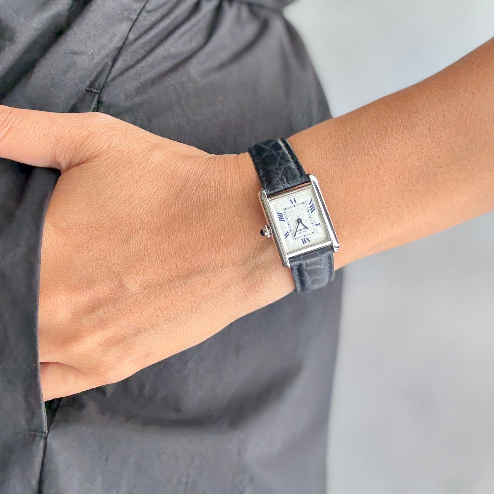 【Cartier】カルティエ マストタンクSM 後期型 飛びローマ 純正Dバックル付き