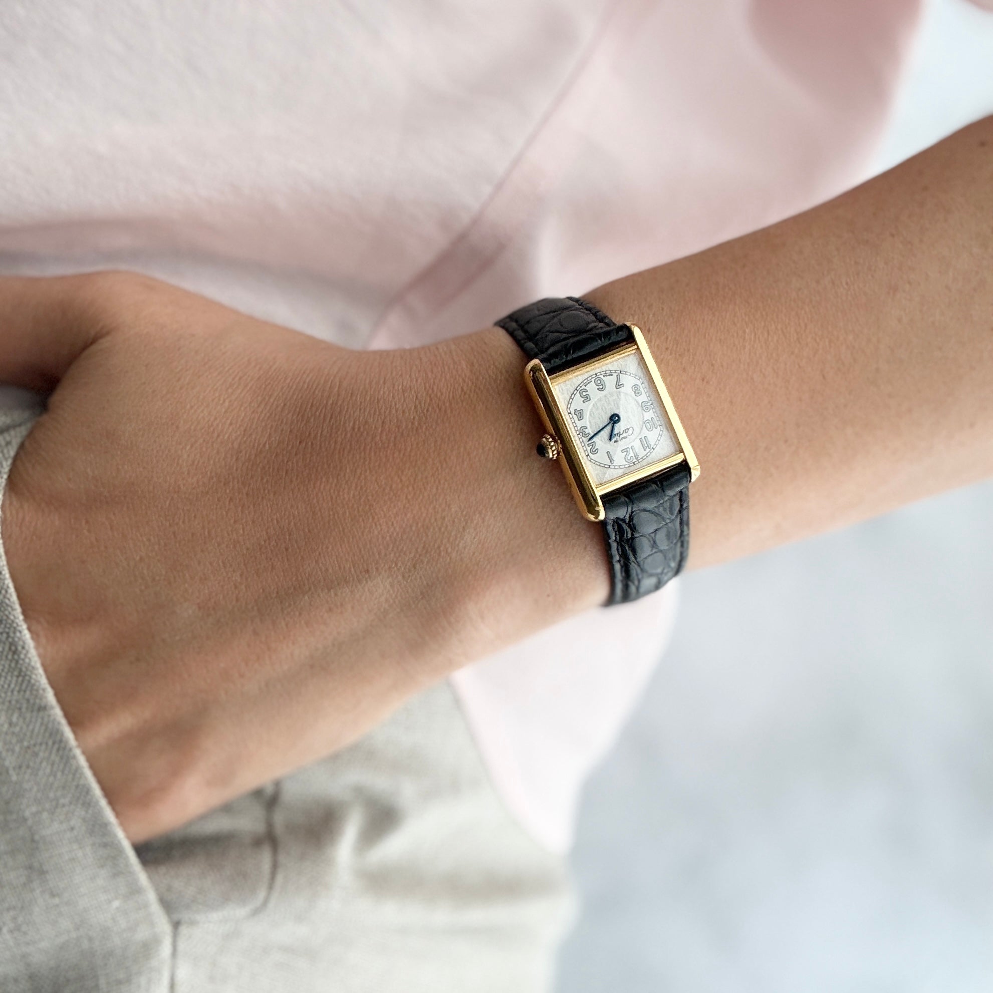 【Cartier】Cartier Must Tank SM, late model, telephone dial, with original deployant buckle
