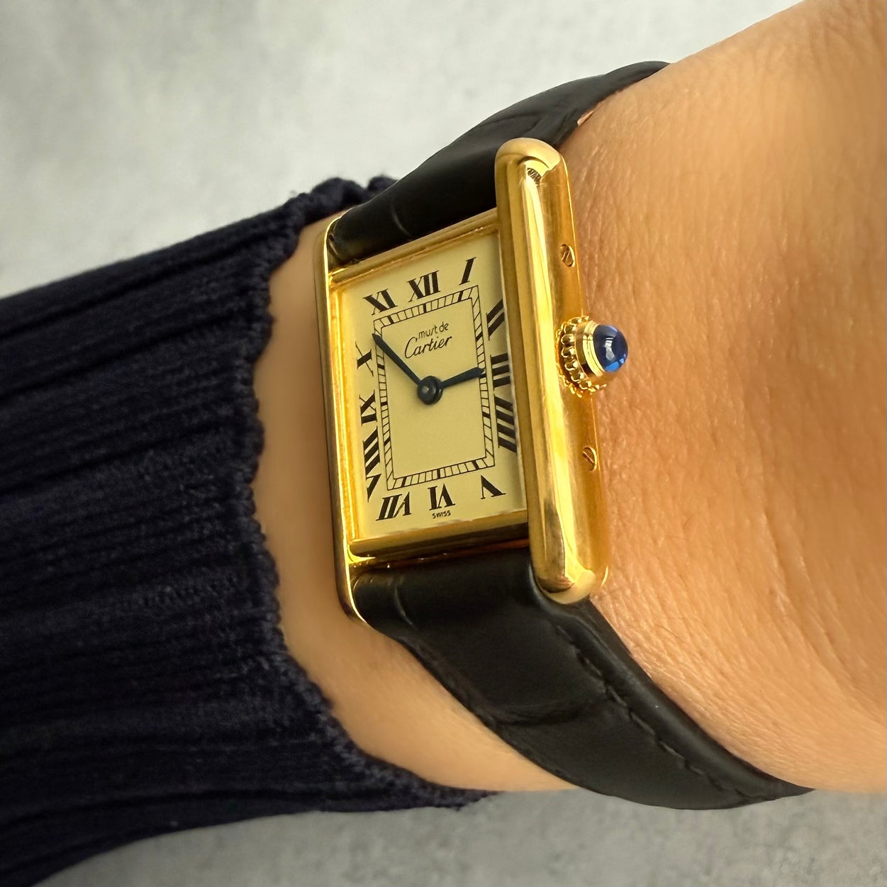 【Cartier】カルティエ マストタンクSM アイボリーローマ 純正尾錠付き