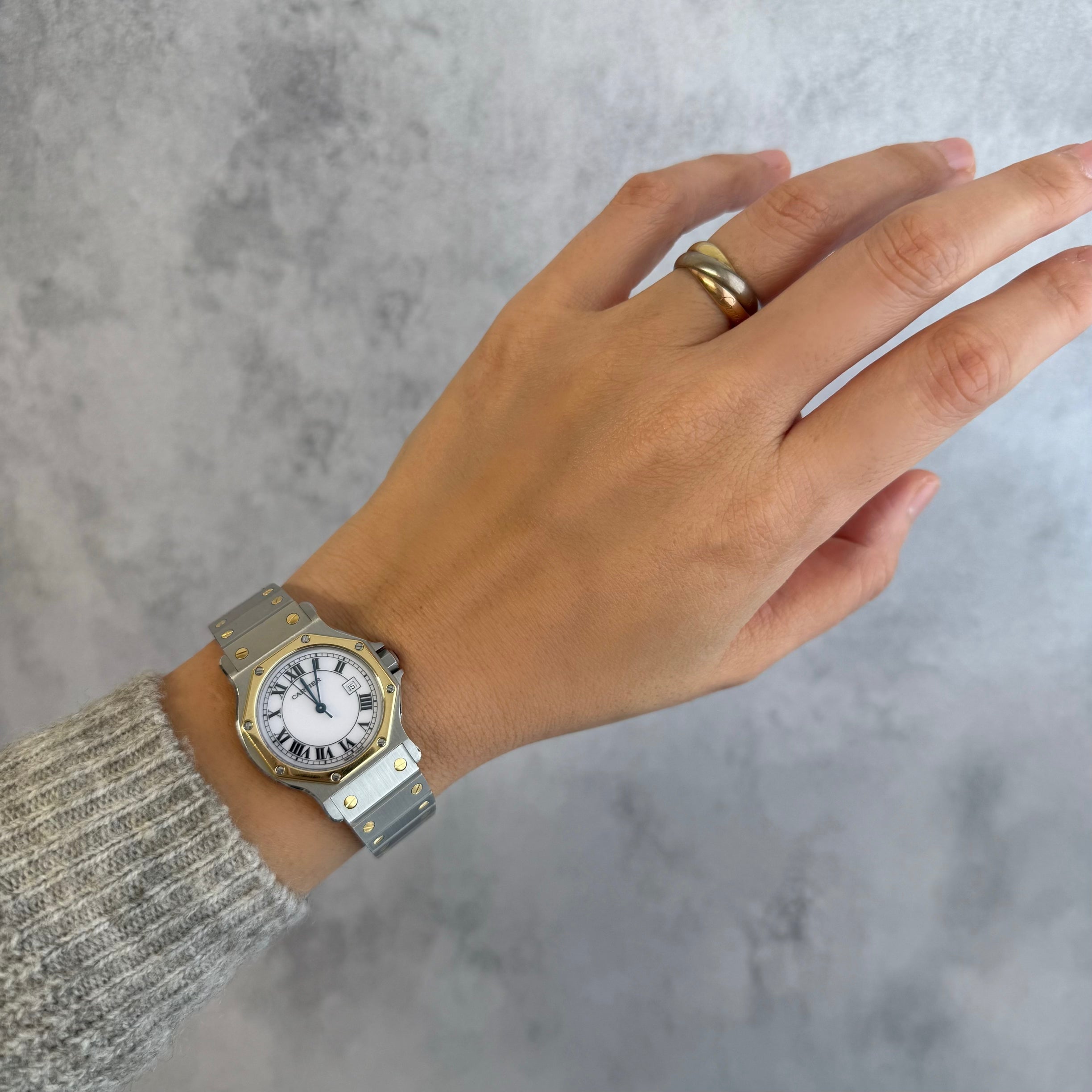 【Cartier】カルティエ サントスオクタゴン LM 18KYG×SS 永久保証書付き カルティエコンプリートサービス済み