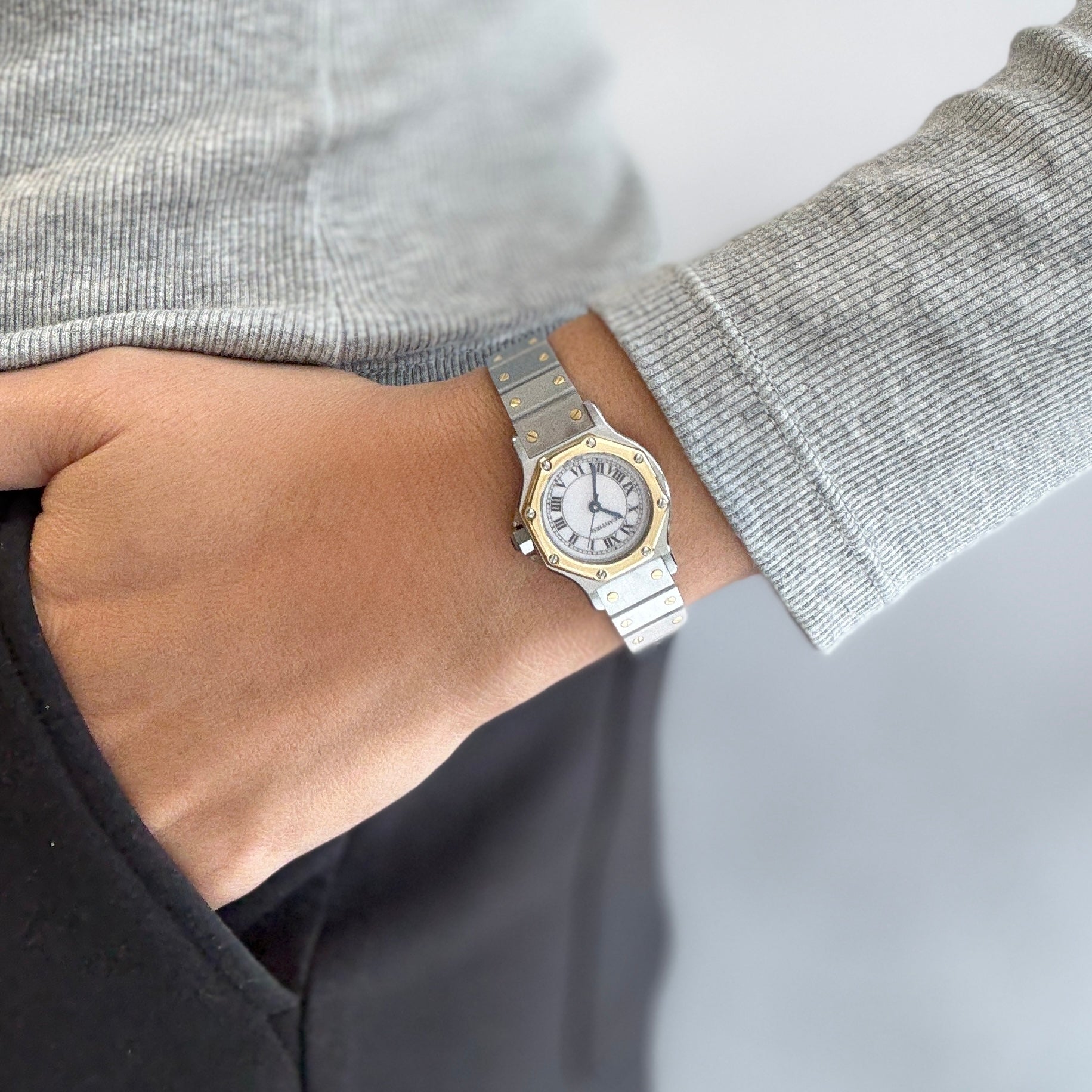 【Cartier】カルティエ サントスオクタゴンSM 18KYG×SS 永久保証書付き