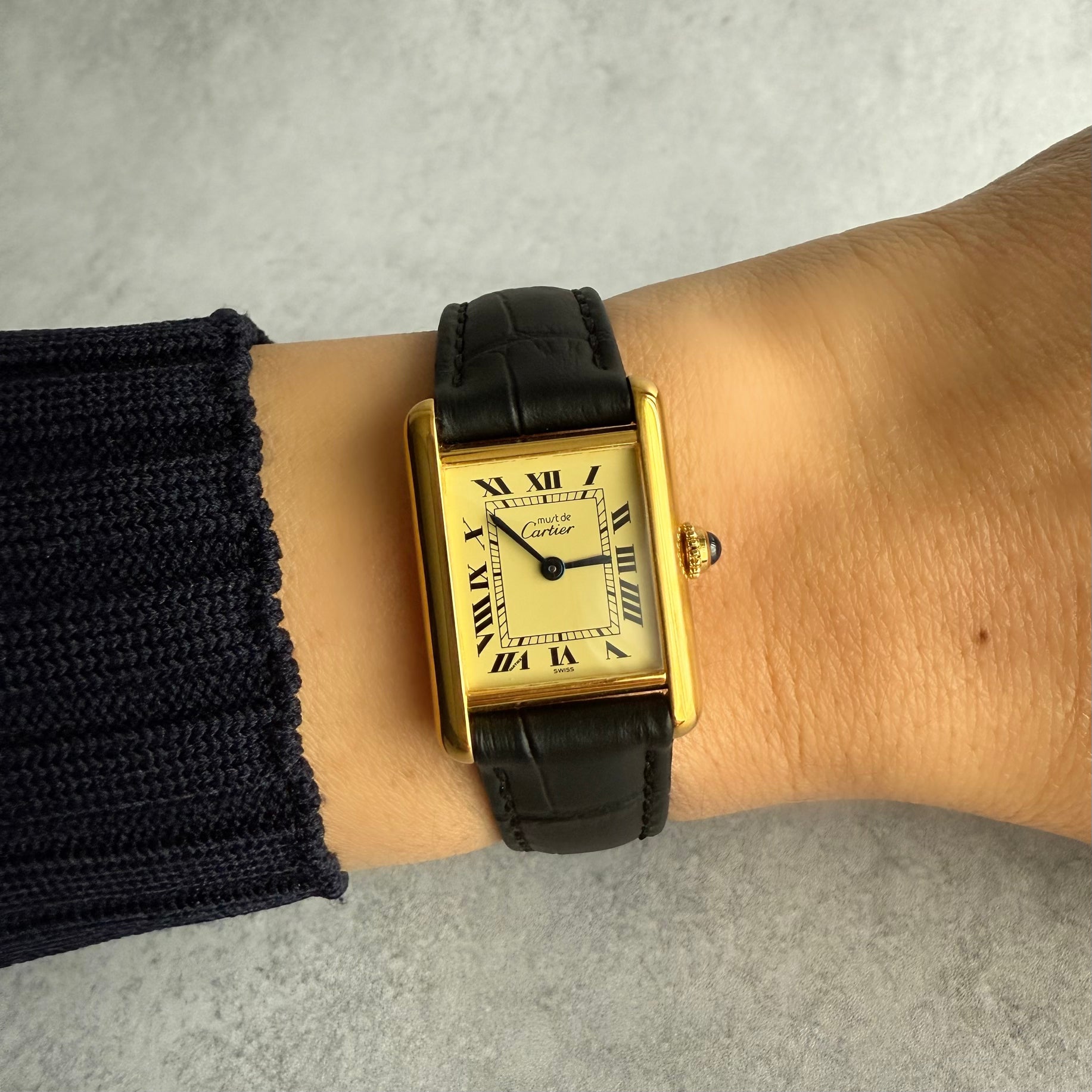 【Cartier】カルティエ マストタンクSM アイボリーローマ 純正尾錠付き