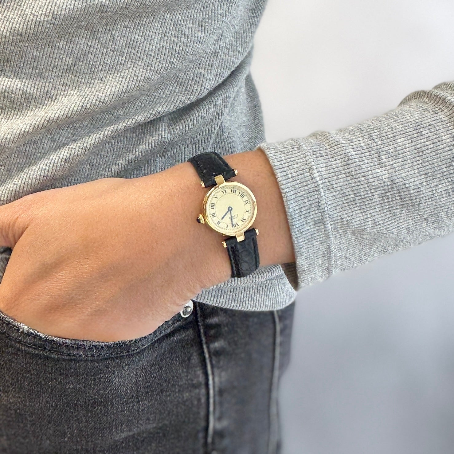 【Cartier】カルティエ マストヴァンドームSM アイボリーローマ文字盤 純正Dバックル付き