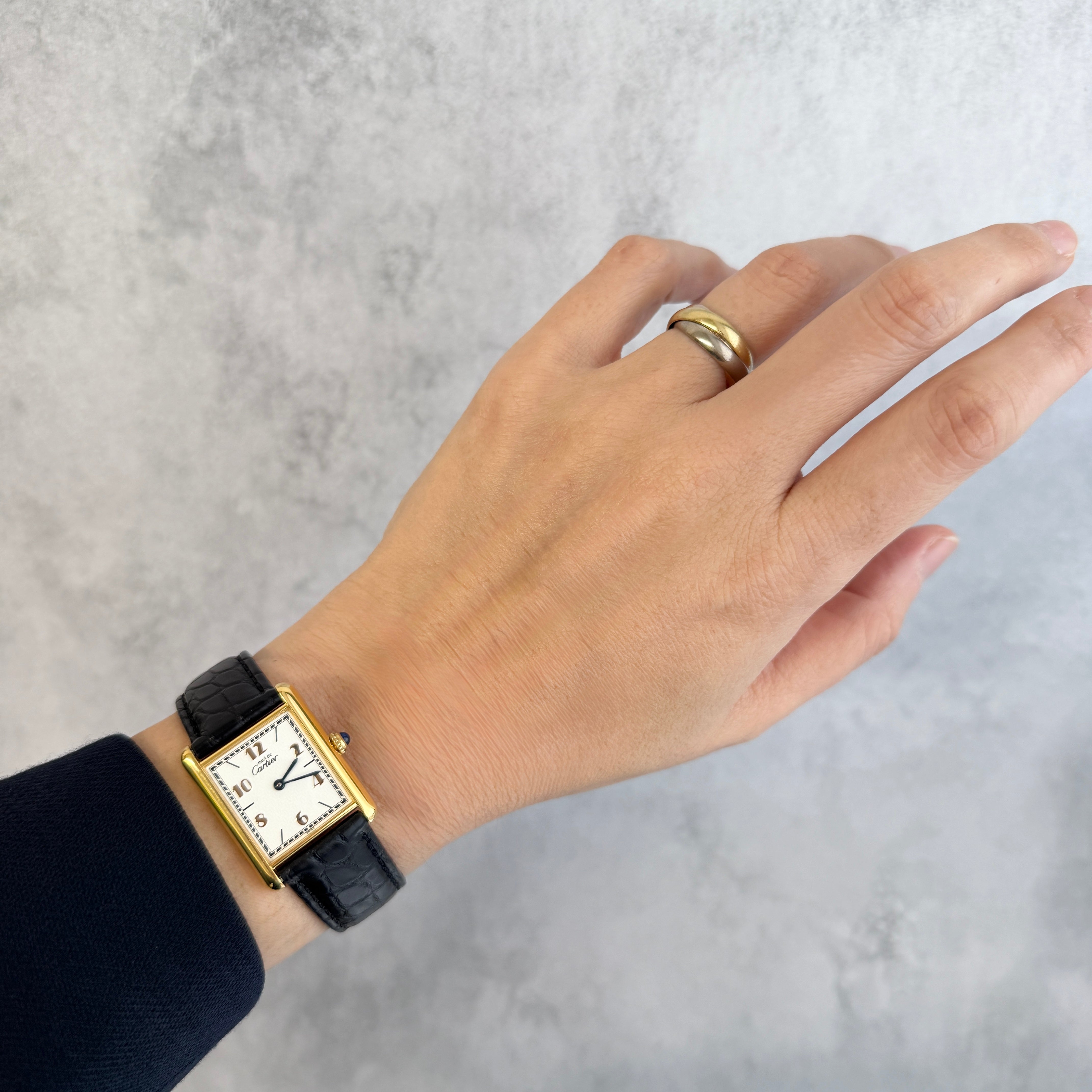 【Cartier】カルティエ マストタンクLM 飛びアラビア文字盤 純正Dバックル付き