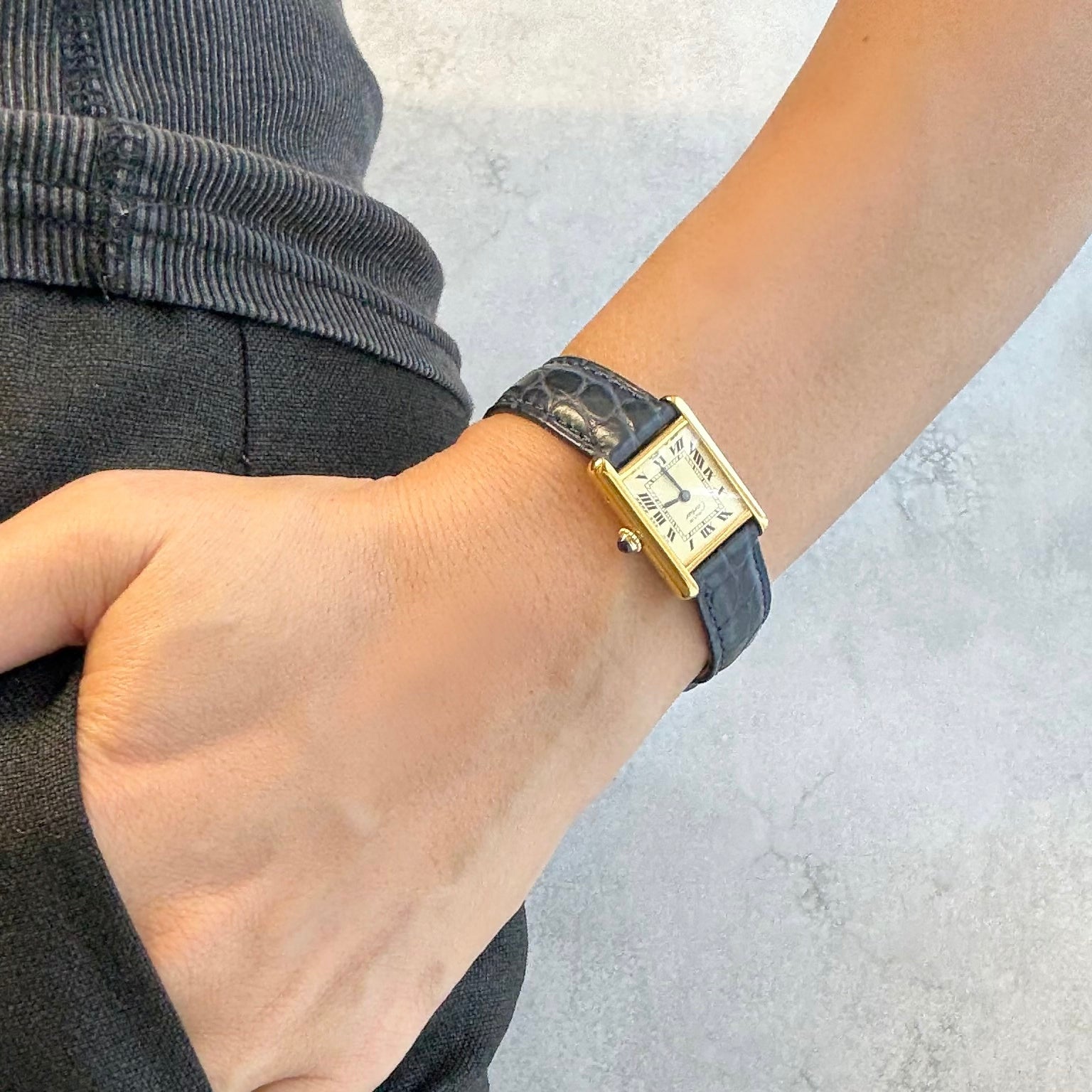 【Cartier】カルティエ マストタンクSM アイボリーローマ 手巻き  純正尾錠付き