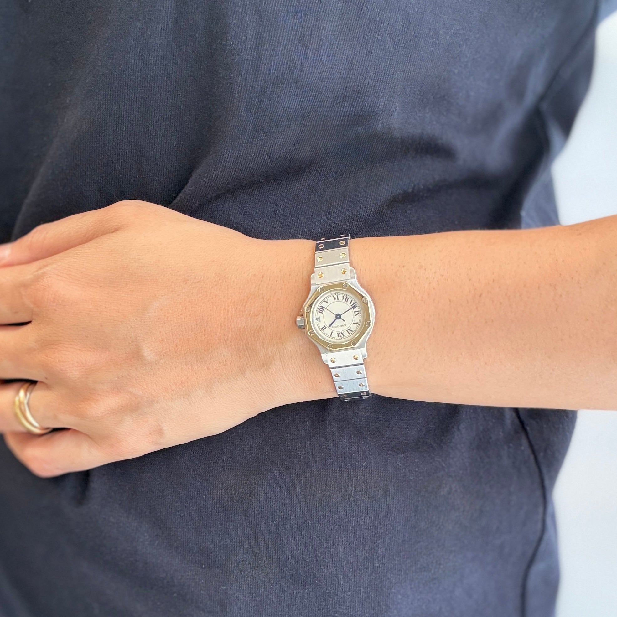 【Cartier】カルティエ サントスオクタゴン SM 18KYG×SS クォーツモデル カルティエコンプリートサービス済み