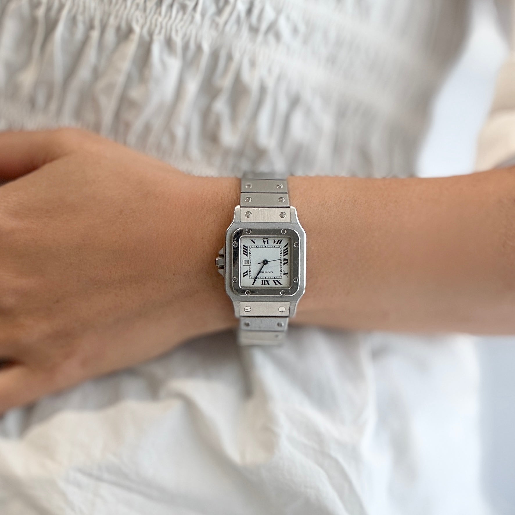 【Cartier】カルティエ サントスカレ LM ステンレス 両開きバックル