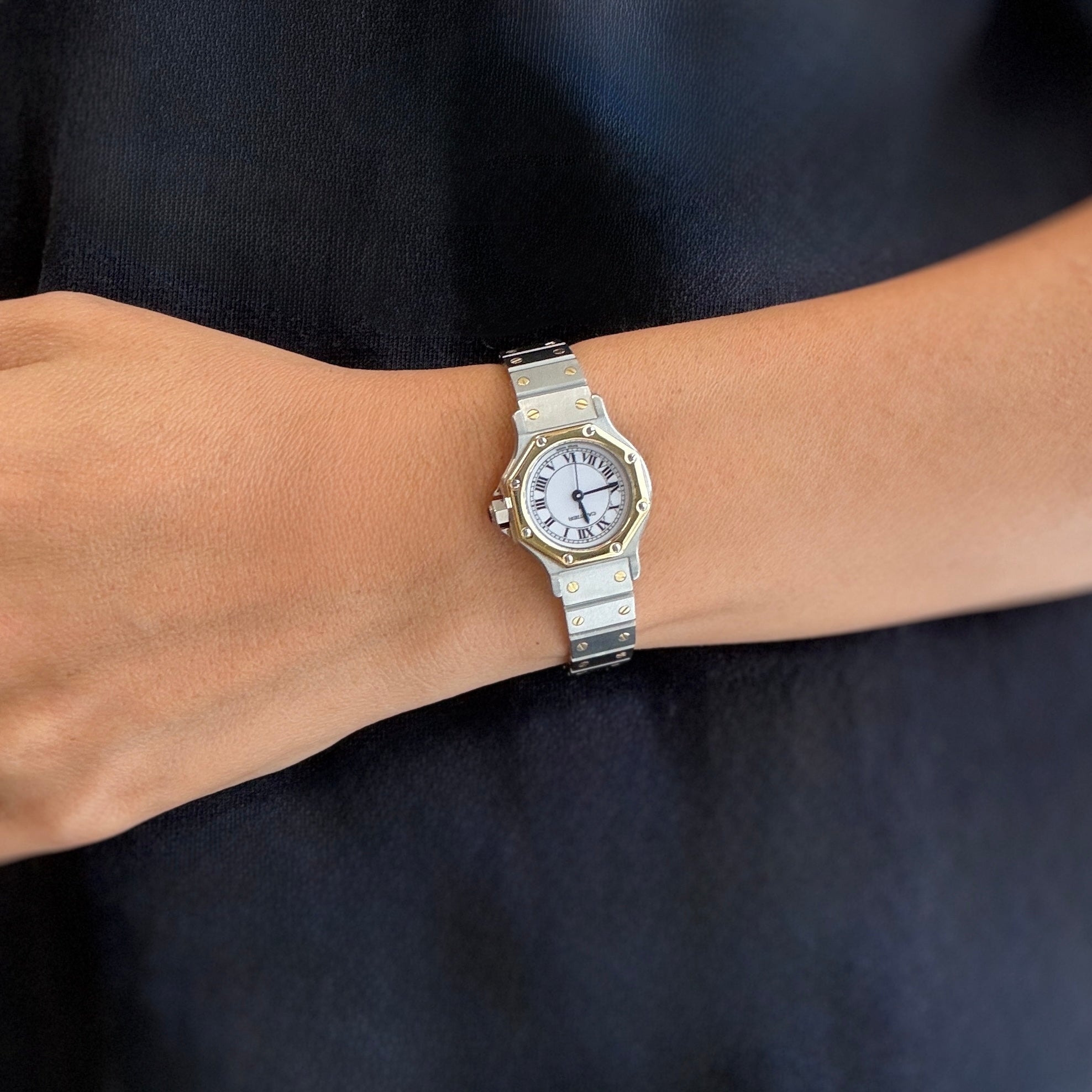 【Cartier】カルティエ サントスオクタゴンSM 18KYG×SS 永久保証書付き カルティエコンプリートサービス済み