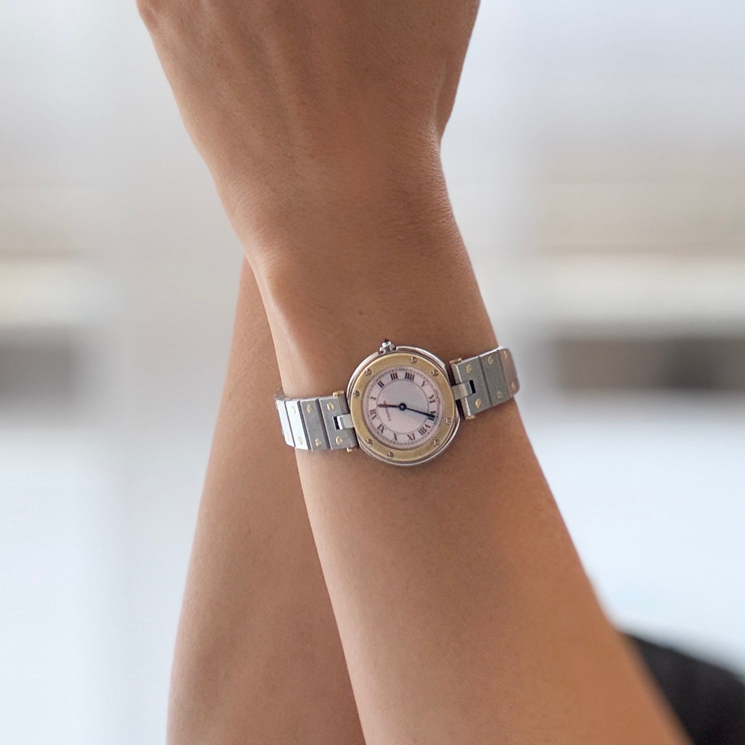 【Cartier】カルティエ サントスヴァンドーム SM 18KYG×SS カルティエコンプリートサービス済み