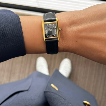 Cartier】カルティエ マストタンクSM 手巻きブラックローマ 純正尾錠付き Cartier】カルティエ マストタンクSM 手巻きブラックローマ 純正尾錠付き