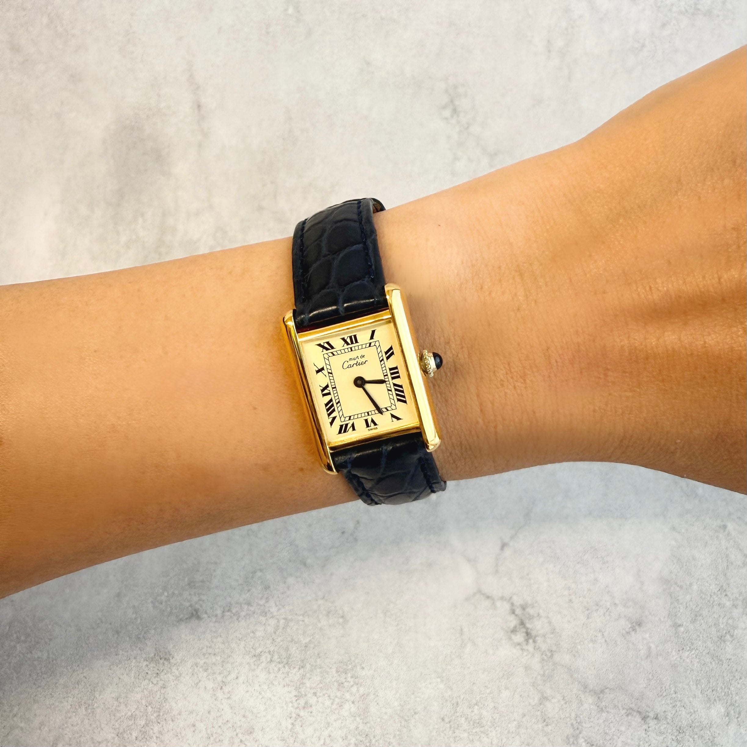 【Cartier】カルティエ マストタンクSM アイボリーローマ 手巻き  純正尾錠付き