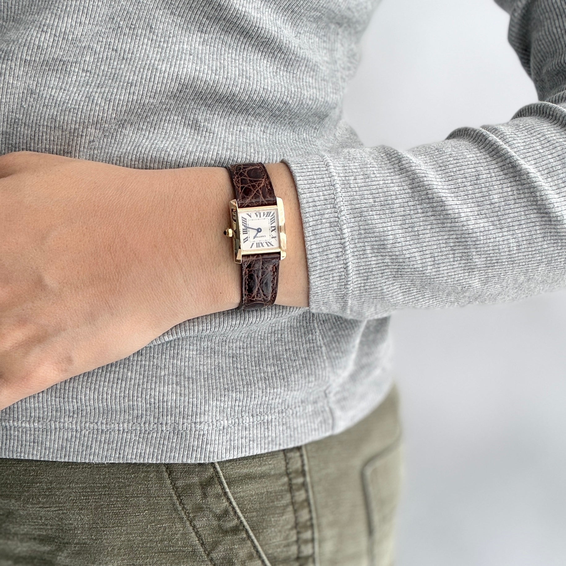 【Cartier】Cartier Tank Française SM 18K YG with genuine 18K YG buckle, Cartier complete service performed