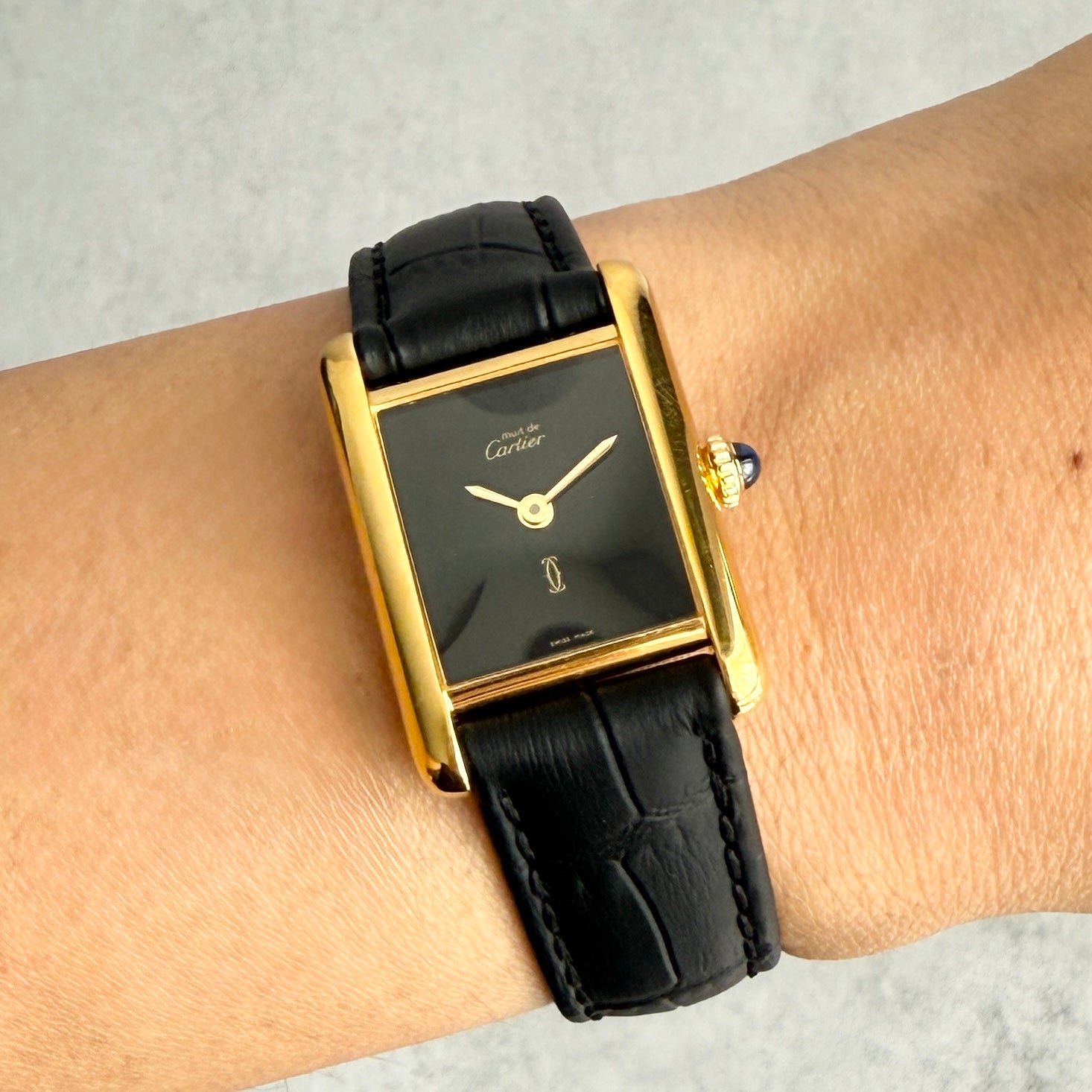 [Cartier] Cartier Must Tank SM Hand-wound Onyx with lifetime warranty