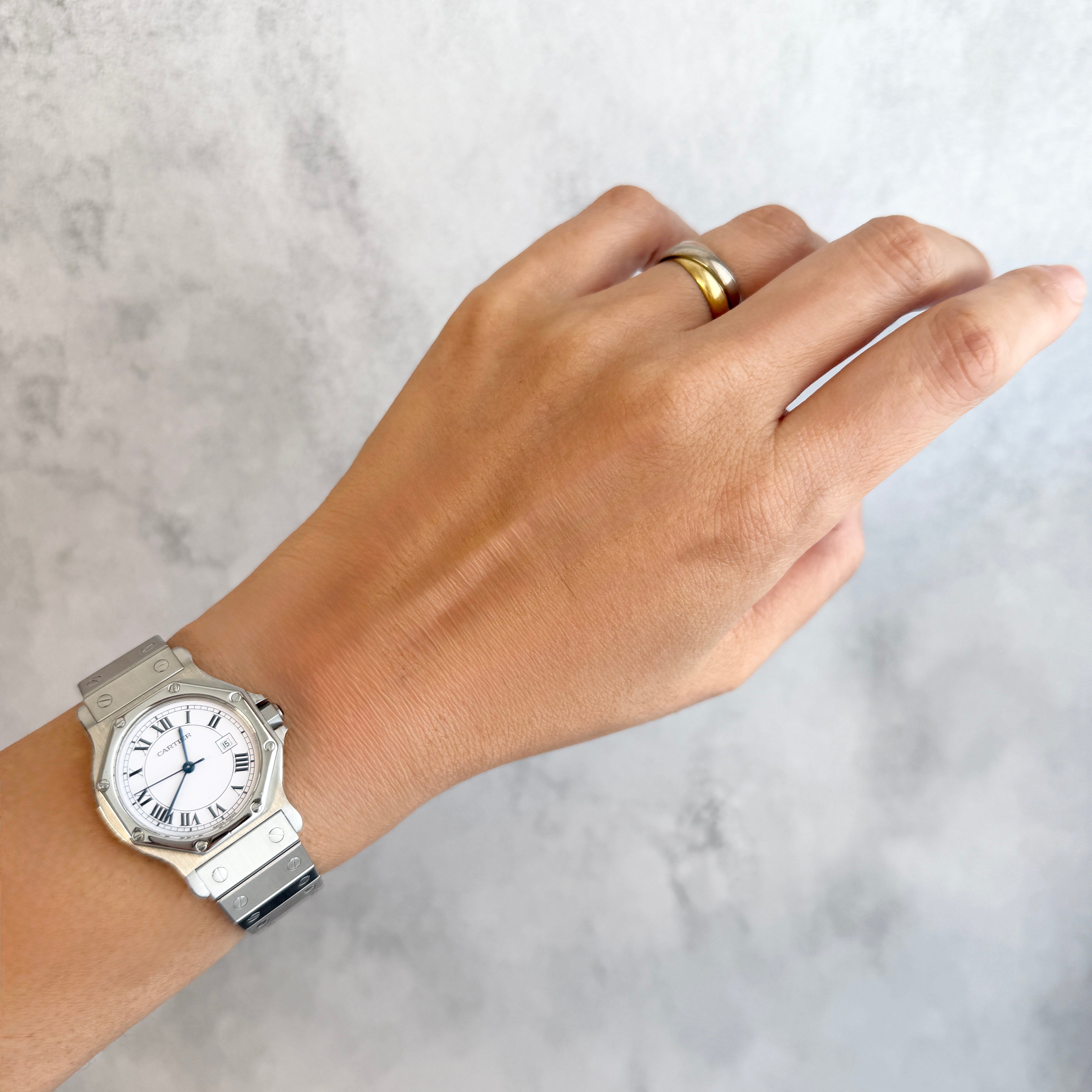【Cartier】カルティエ サントスオクタゴン LM ステンレス 永久保証書付き カルティエコンプリートサービス済み