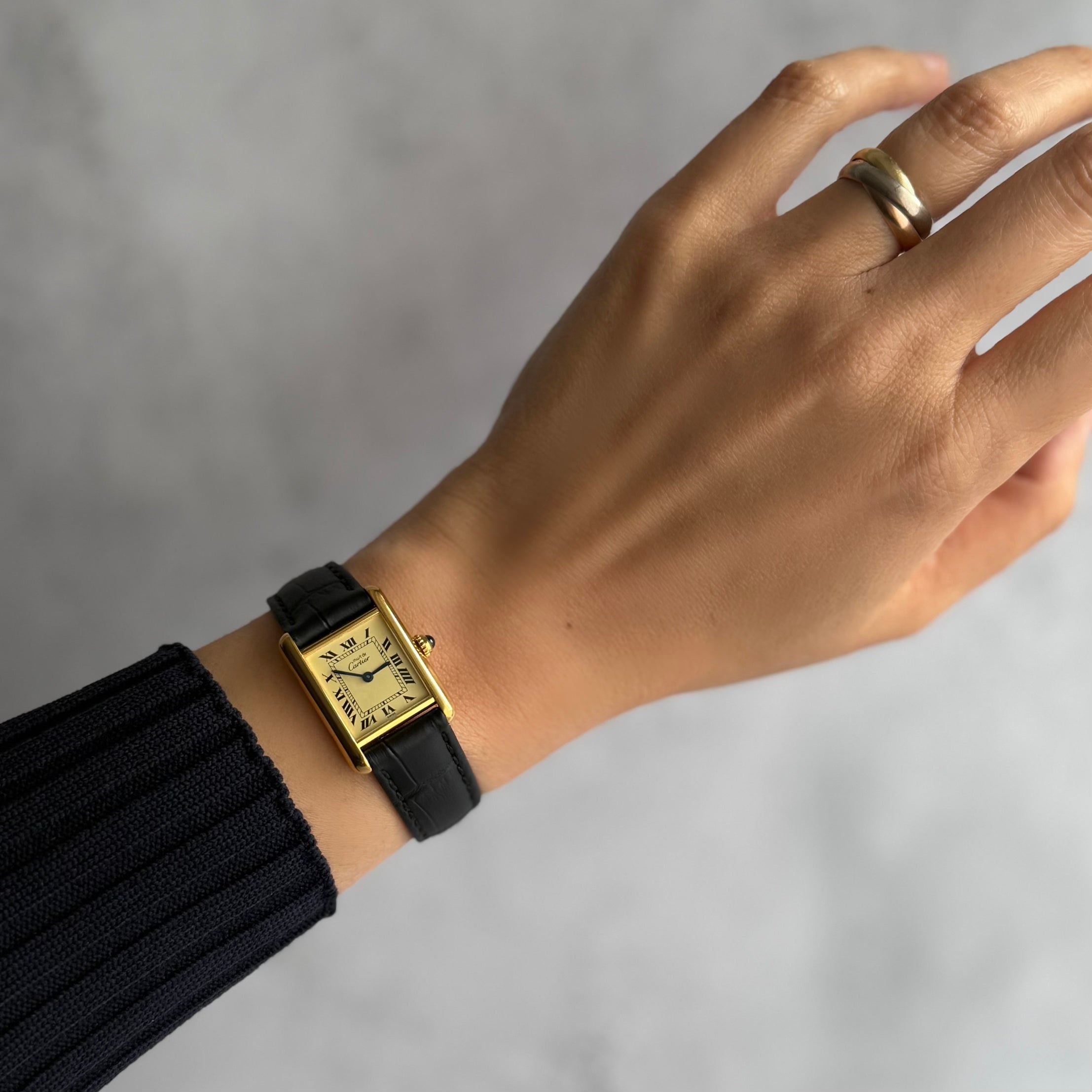 【Cartier】カルティエ マストタンクSM アイボリーローマ 純正尾錠付き