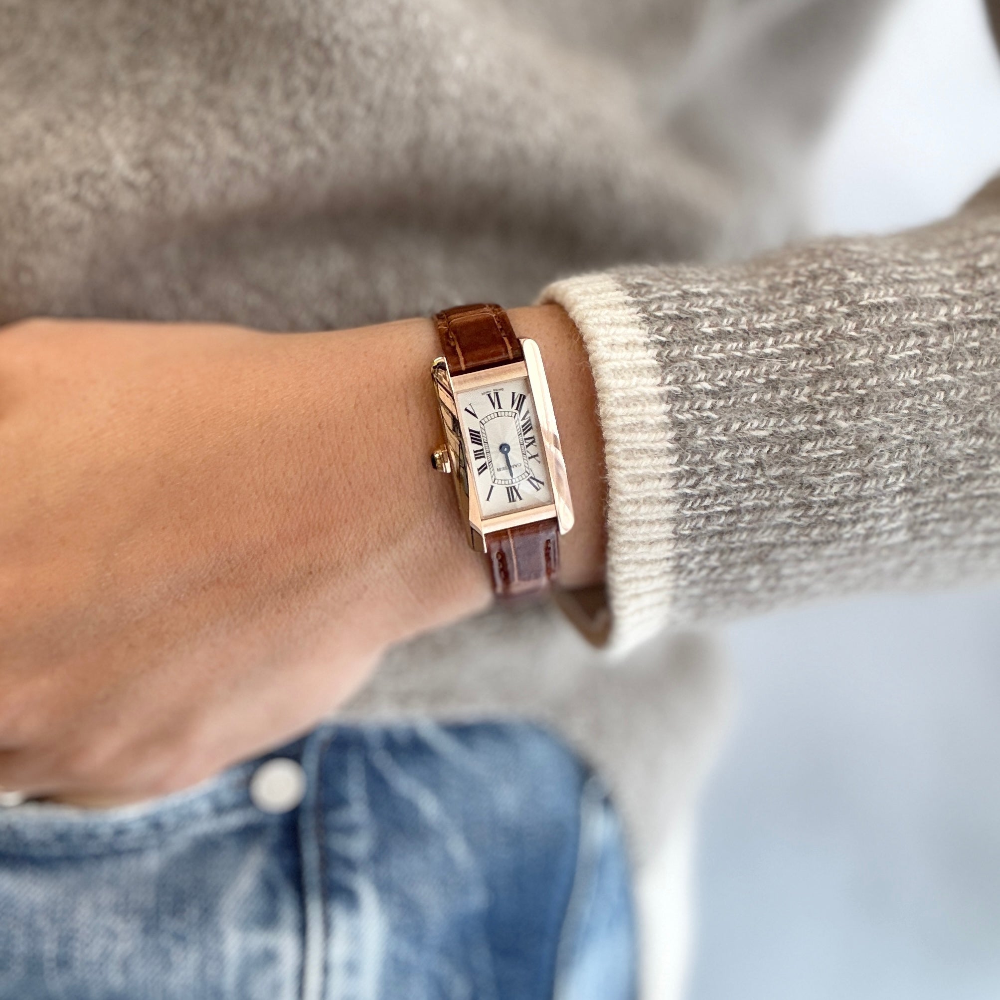 【Cartier】カルティエ タンクアメリカンSM 18KPG 付属品完備 カルティエコンプリートサービス済み